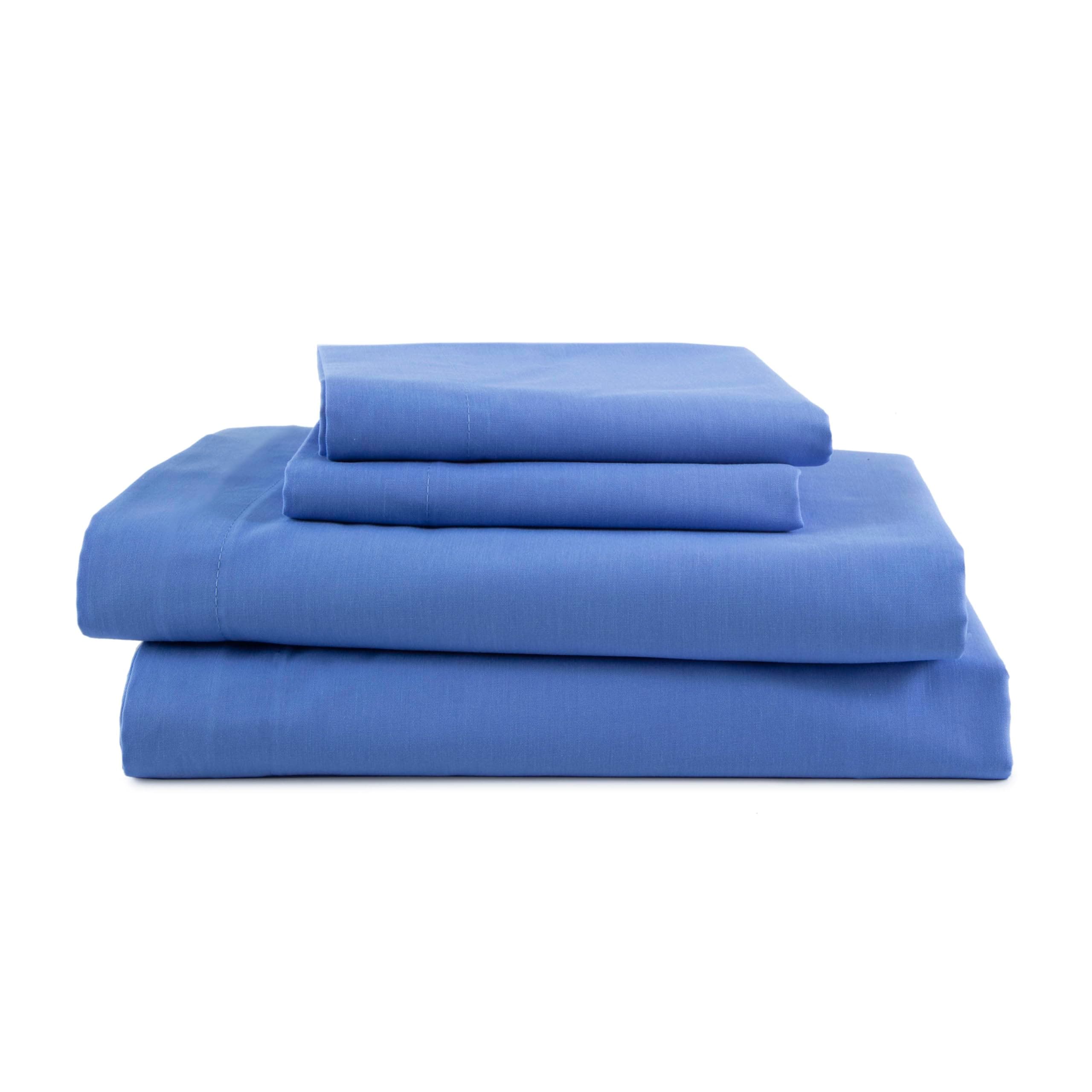 3 Piece Twin Sheets Set | Twin Bed Sheets Set – Light Weight, Soft Breathable Sheets | Brushed Cotton Rich Blend | Secure-Fit, Wrinkle Resistant, Durable, Easy Care Bed Sheets | Comfy Sheets | Blue