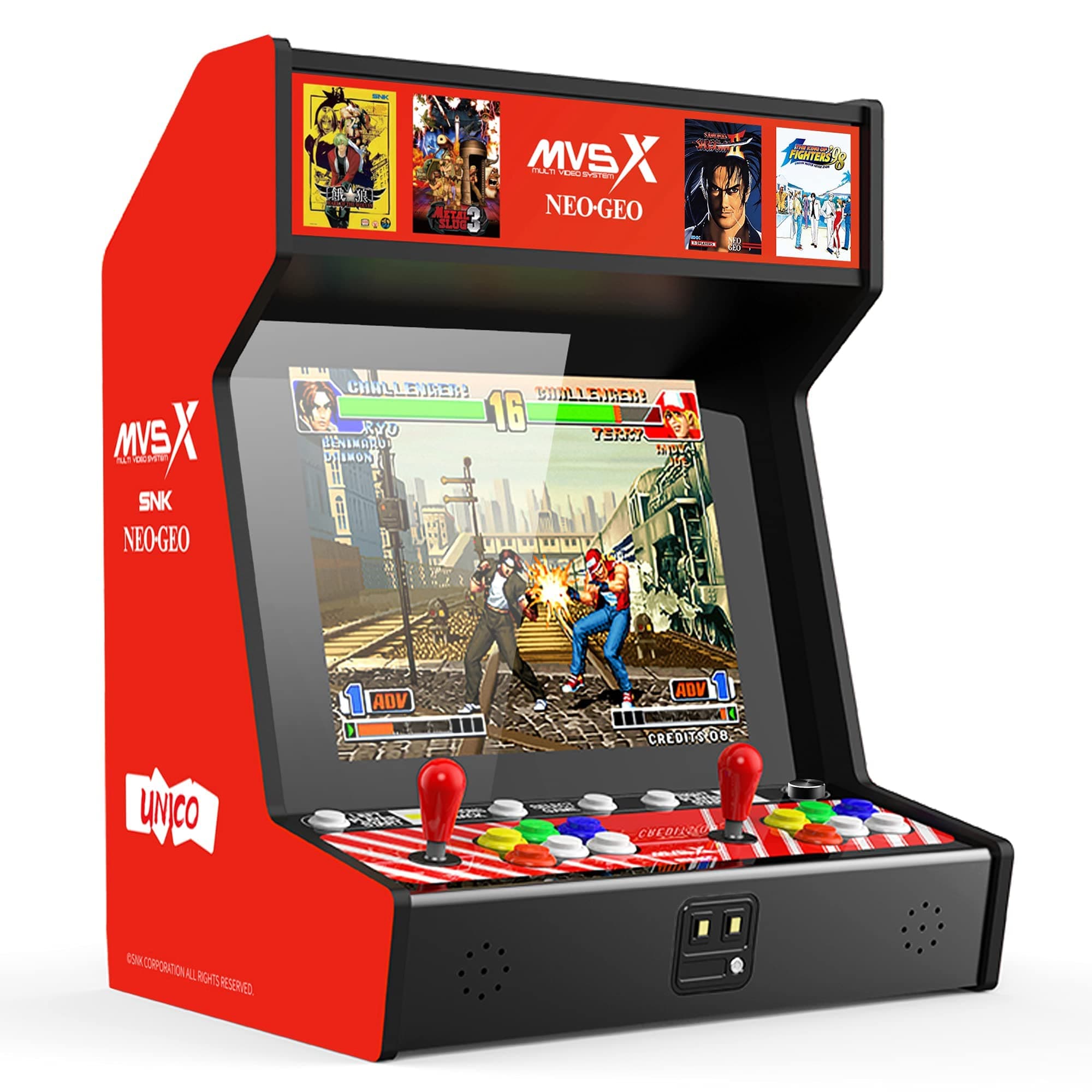 - UNICO MVSX Home Arcade, Preloaded 50 SNK Licenced Retro Games, Support Two Players to Play Games Concurrently, Including The King of Fighters/Metal Slug and More