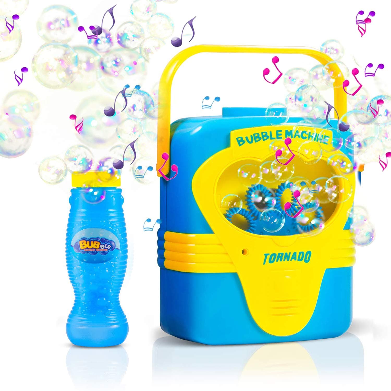 Bubble Machine with Music, Automatic Bubble Maker Portable Soap Bubble Blower for Kids 1 2 3 4 5 and more with Bubbles Solution Refill, Battery Operated
