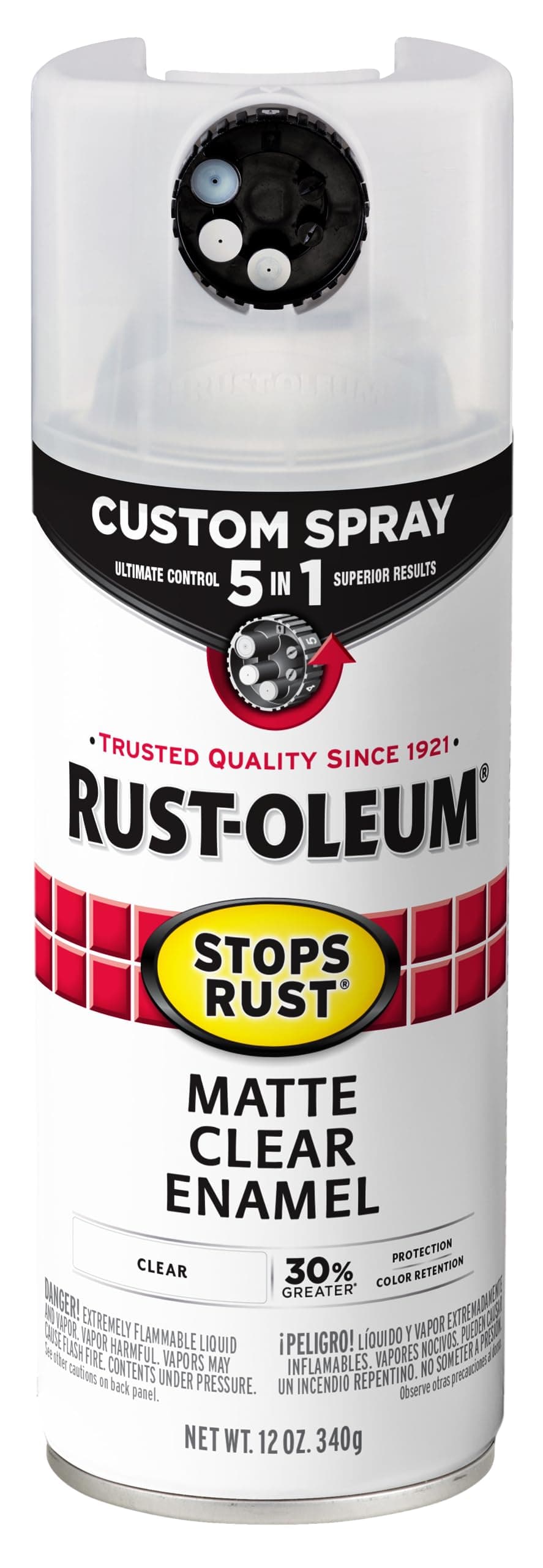 Rust-Oleum 376868 Stops Rust Custom Spray 5-in-1 Spray Paint, 12 oz, Matte Clear