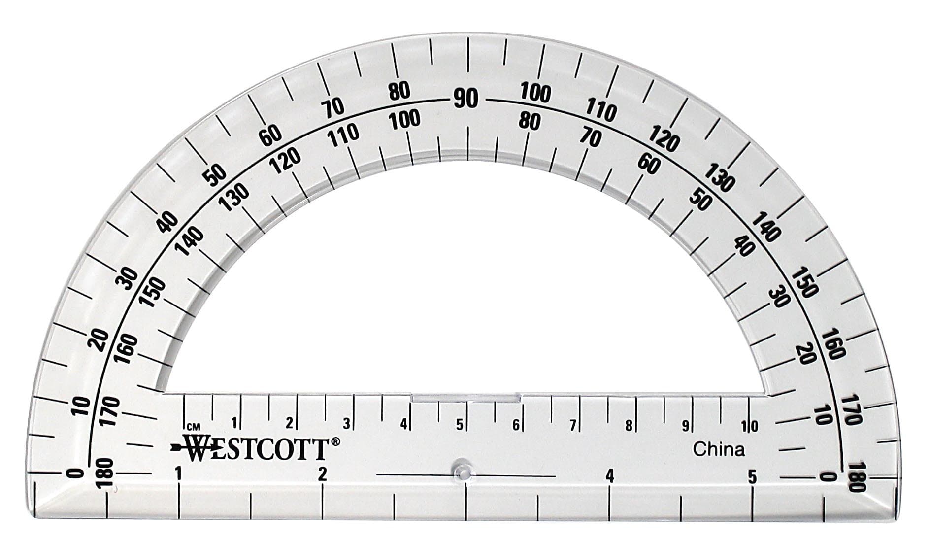 Westcott 6-Inch Plastic 180 Degree Protractor, Clear