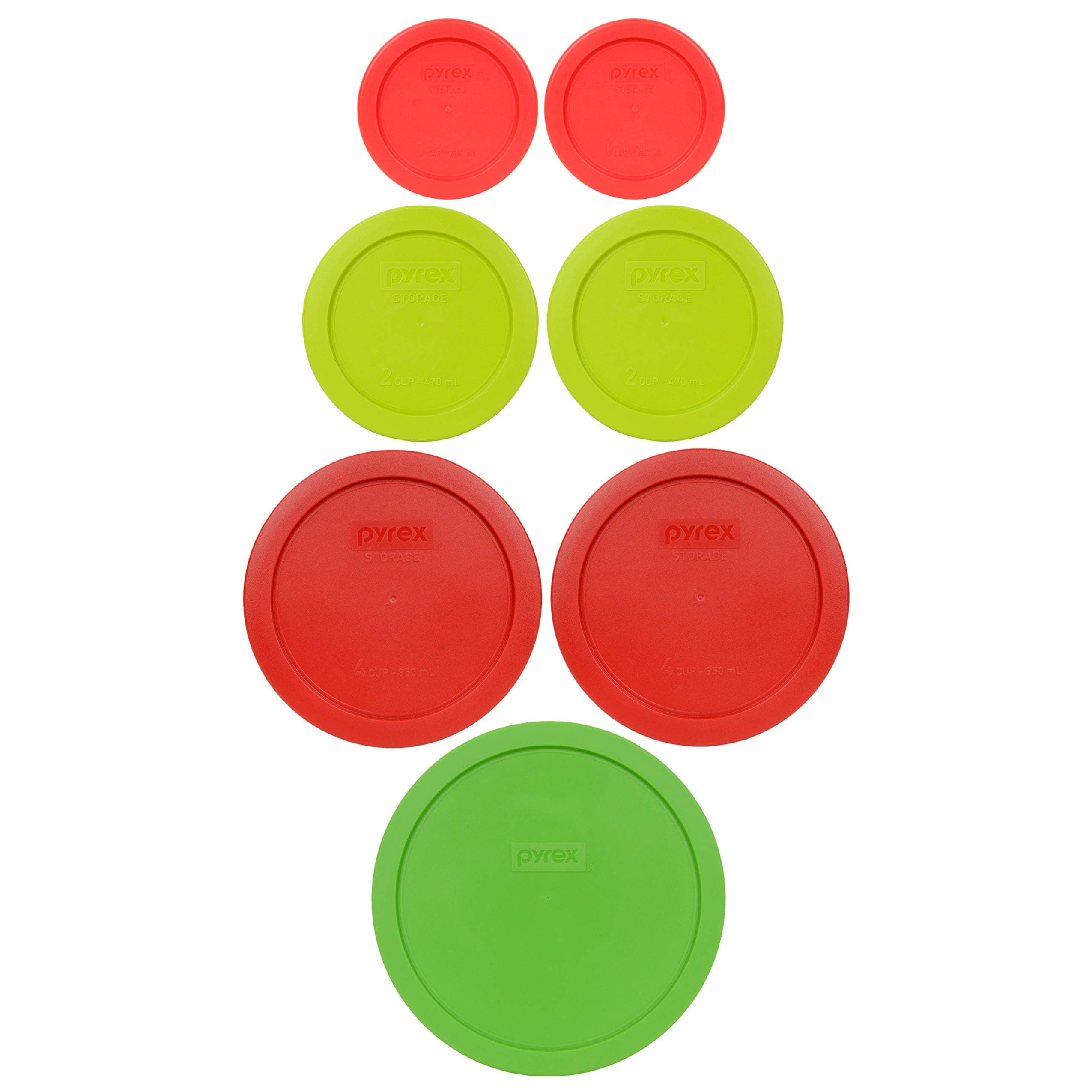 Pyrex Food Storage Plastic Replacement Lid Set (Red, Green)