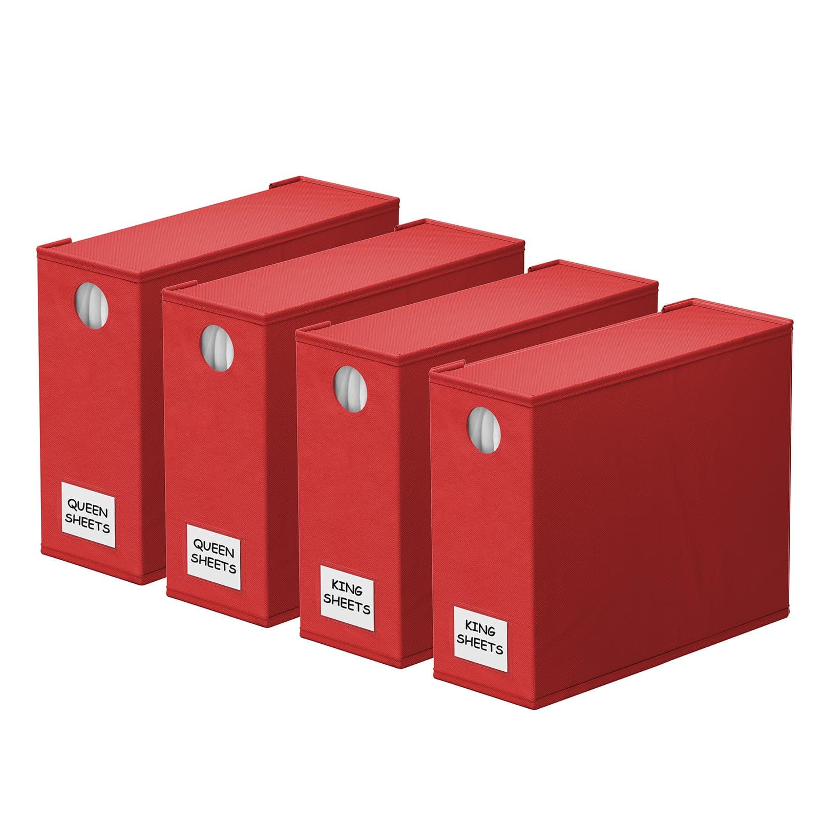 SpaceAid 4 Pack Bed Sheet Organizers and Storage, Foldable Sheet Organizer for Linen Closet, Sheets Set Folder Keeper with Window XL (Queen & King Size) Bedding Container (Red, 4 Pack)