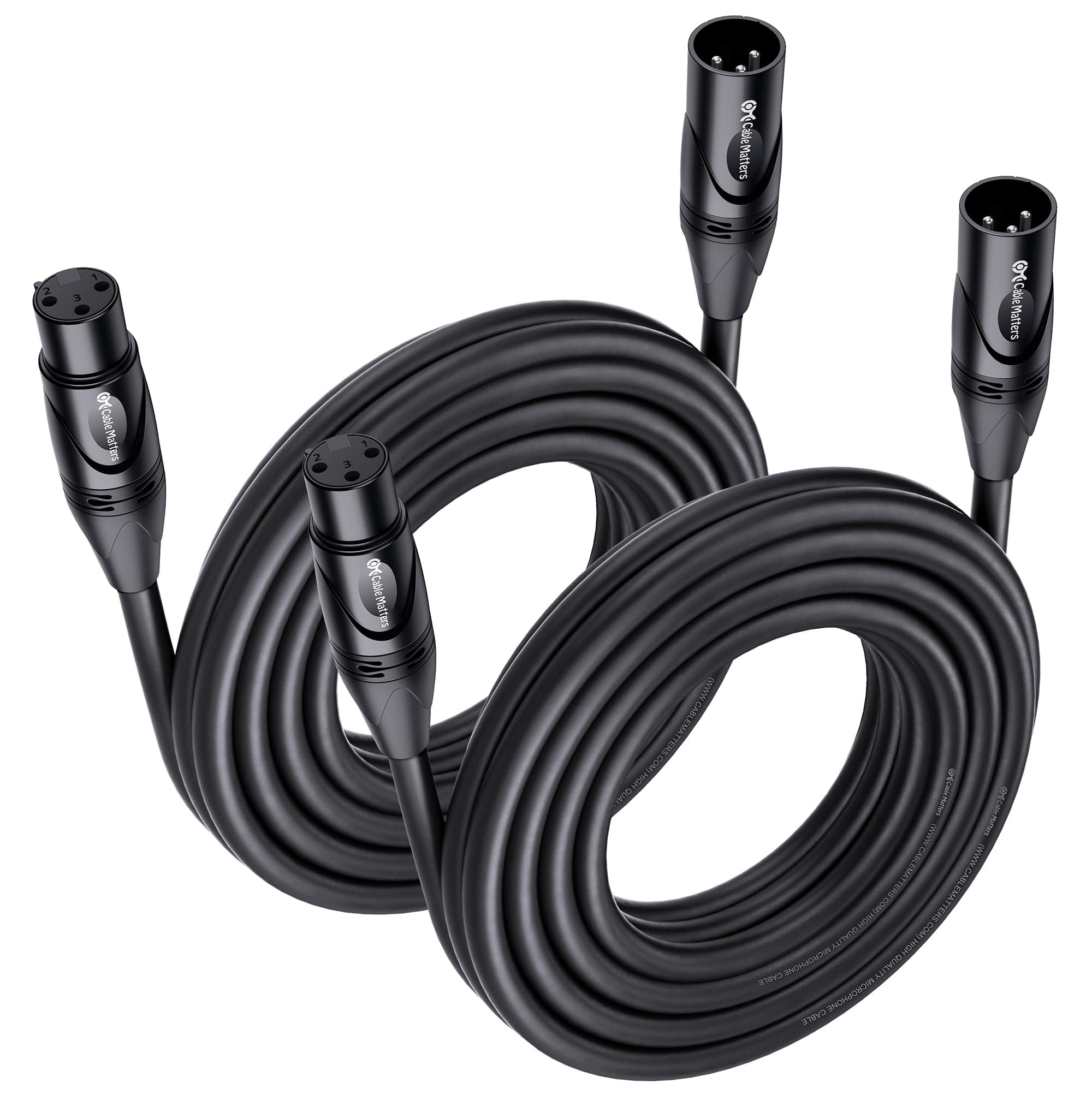 Cable Matters 2-Pack Microphone Cable (Mic Cable/XLR to XLR Cable) 20 Feet