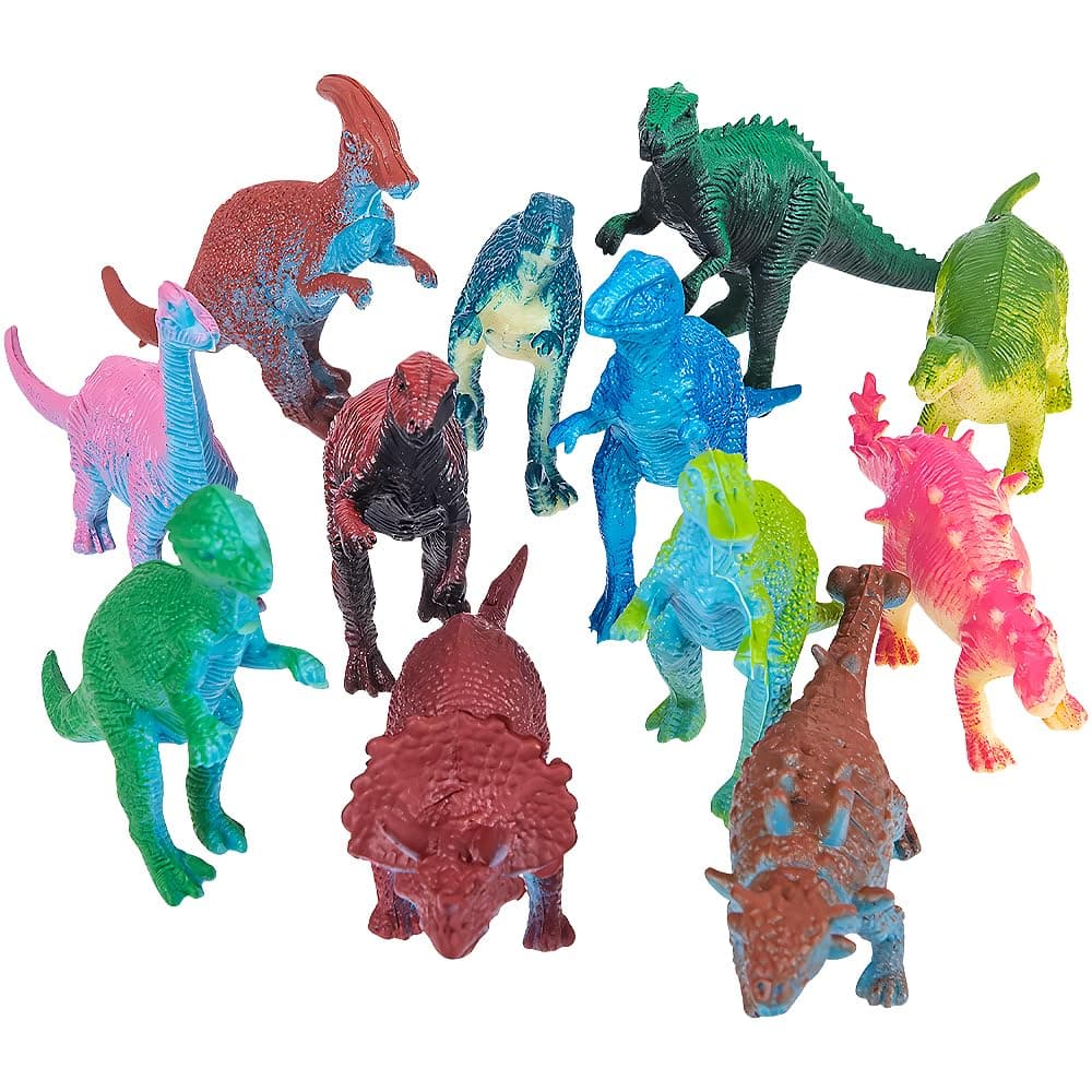 3 Inch Mini Dinosaurs, One Dozen Assorted