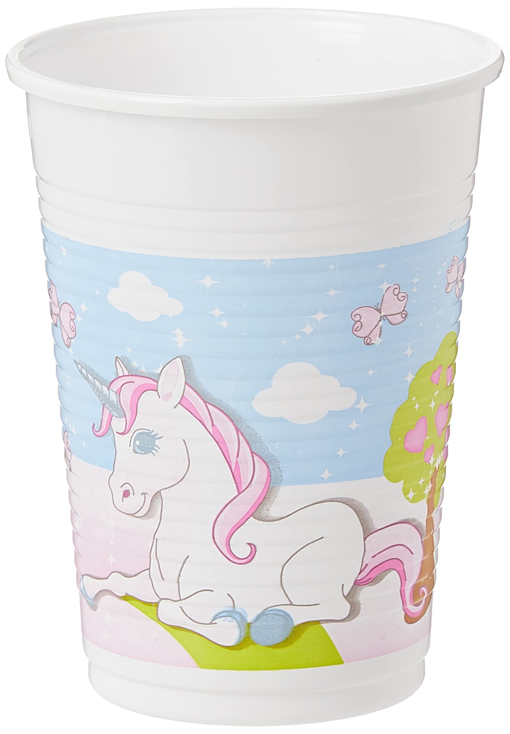 8 Plastic Cups 200Ml Unicorn