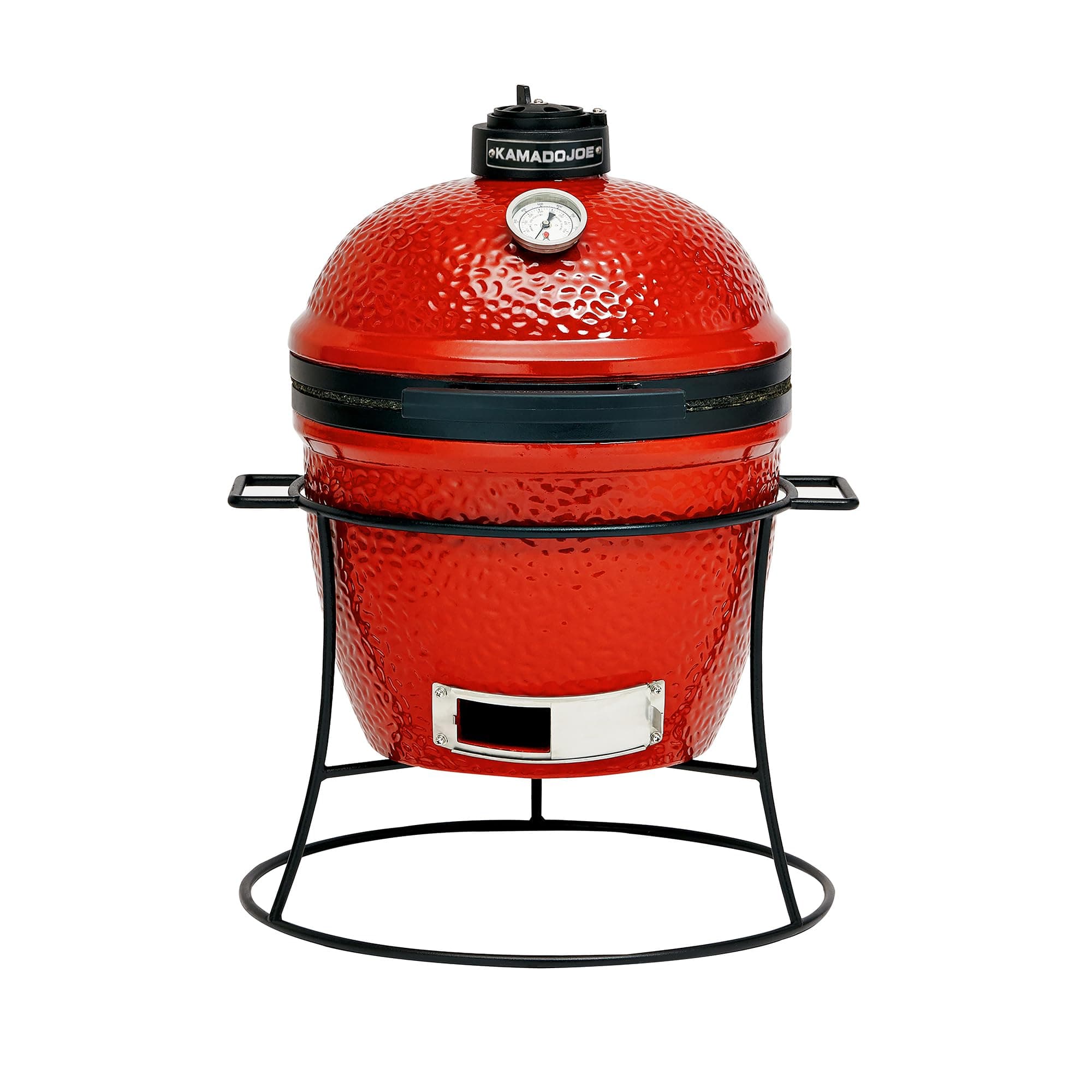 Kamado Joe Joe Jr 13.5-inch Portable Ceramic Charcoal Grill with Grill Stand, Stainless Steel Cooking Grate, Heat Deflectors and Ash Tool in Red, Model KJ13RH