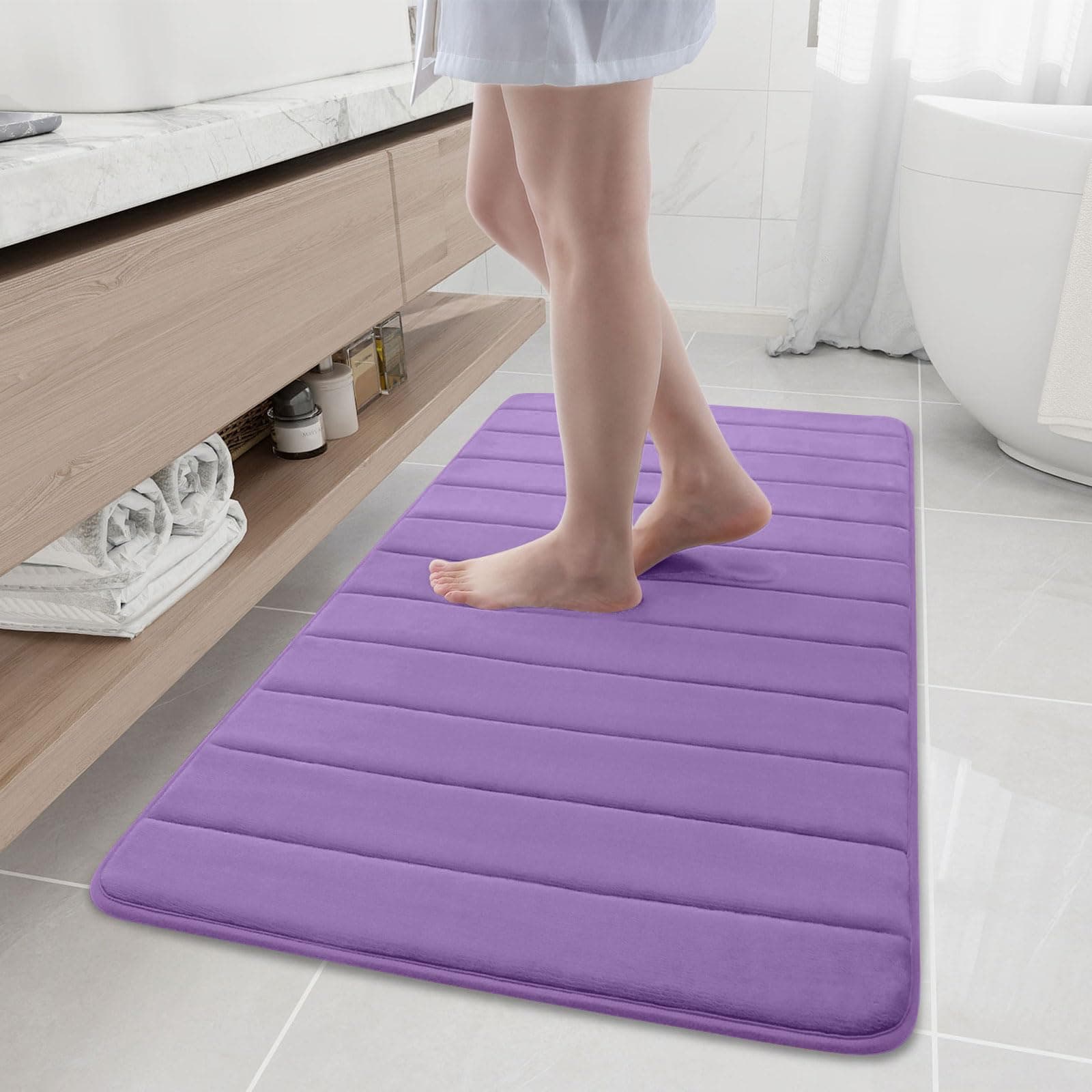 Buganda Memory Foam Bath Mat, 2' x 3'11"(24" x 47"), Ultra Soft and Non-Slip Bathroom Rugs, Water Absorbent and Machine Washable Bath Rug Runner for Bathroom, Shower, and Tub, Lavender