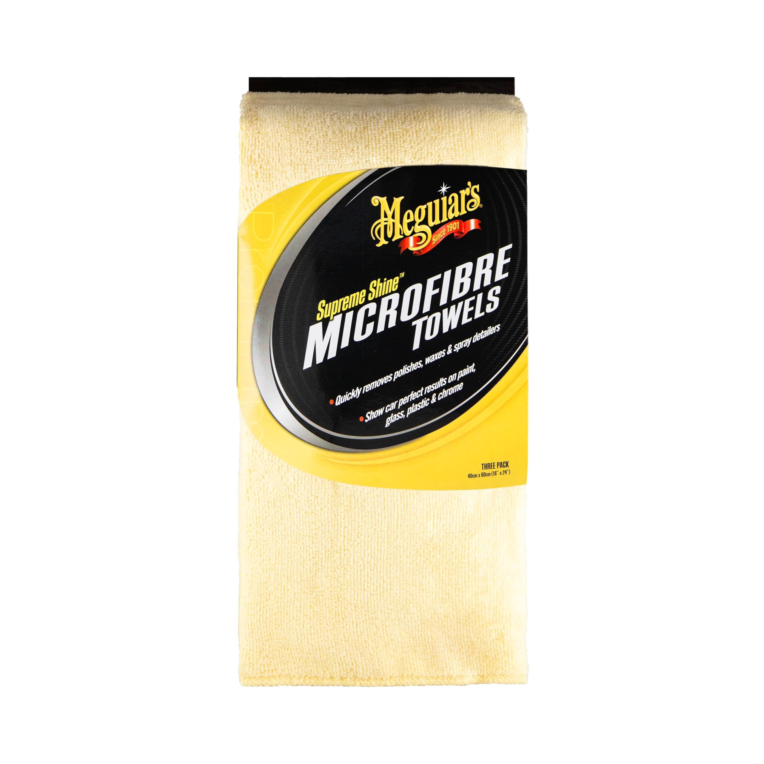 Meguiar's Supreme Shine Microfiber Towels for Cars, Absorbent Ultra-Plush Car Microfiber Towel Set for Effectively Removing Car Care Products Without Leaving Swirls, 3 Pack