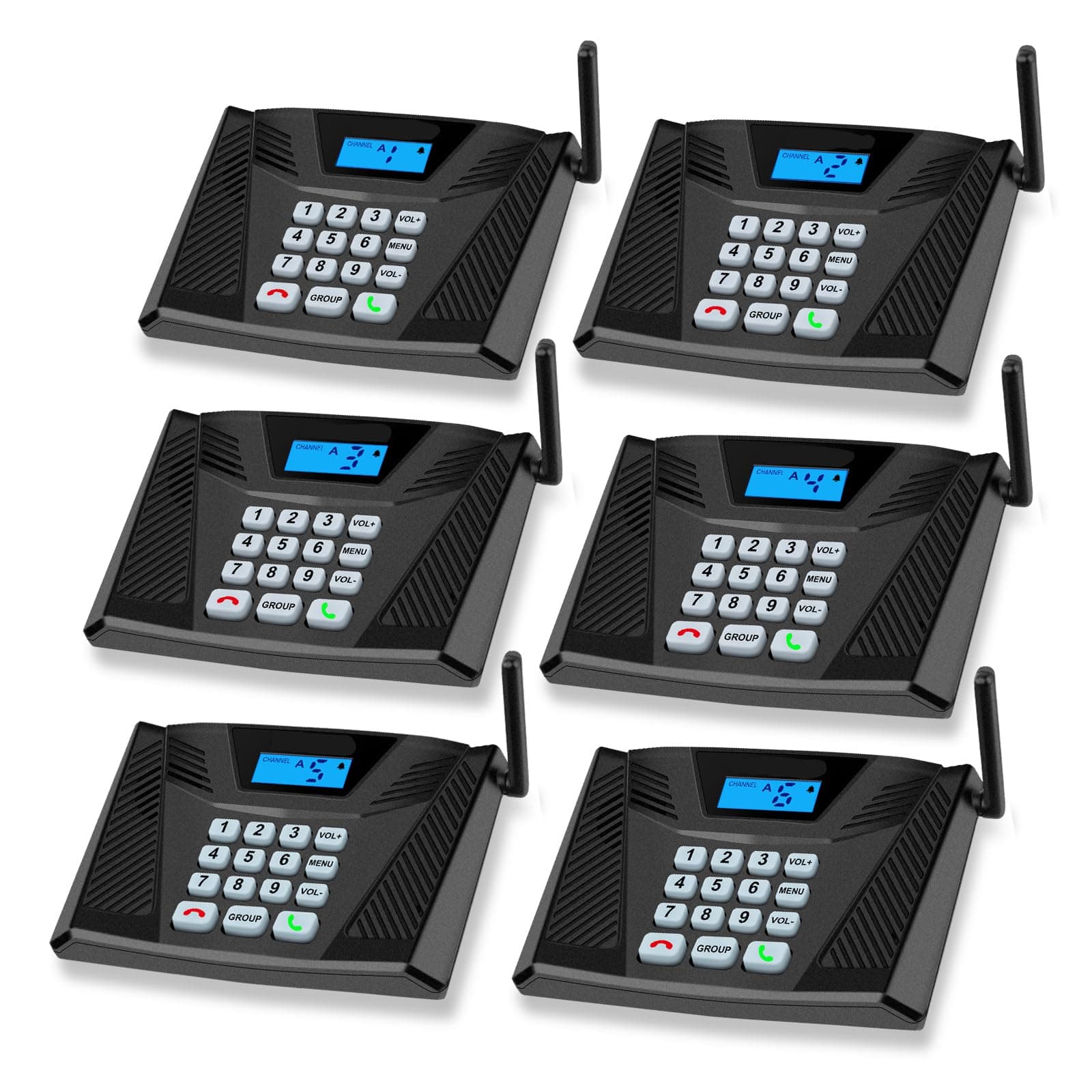 Intercoms Wireless For Home, Upgraded 5300Ft Intercom 9 Channel 2 Code, Full Duplex Hands Free Talk System Home Elderly Office With Auto Answer(6Packs, Black)