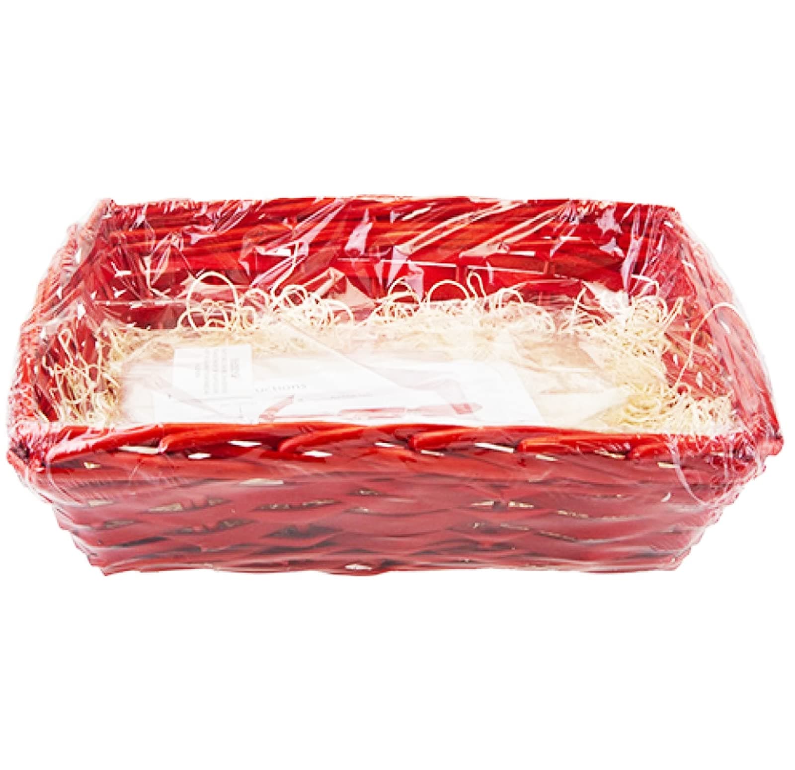 Make Your Own Hamper Kit 30cm x 22cm - Rectangular Basket, Bag, Ribbon & Wood Wool In Red