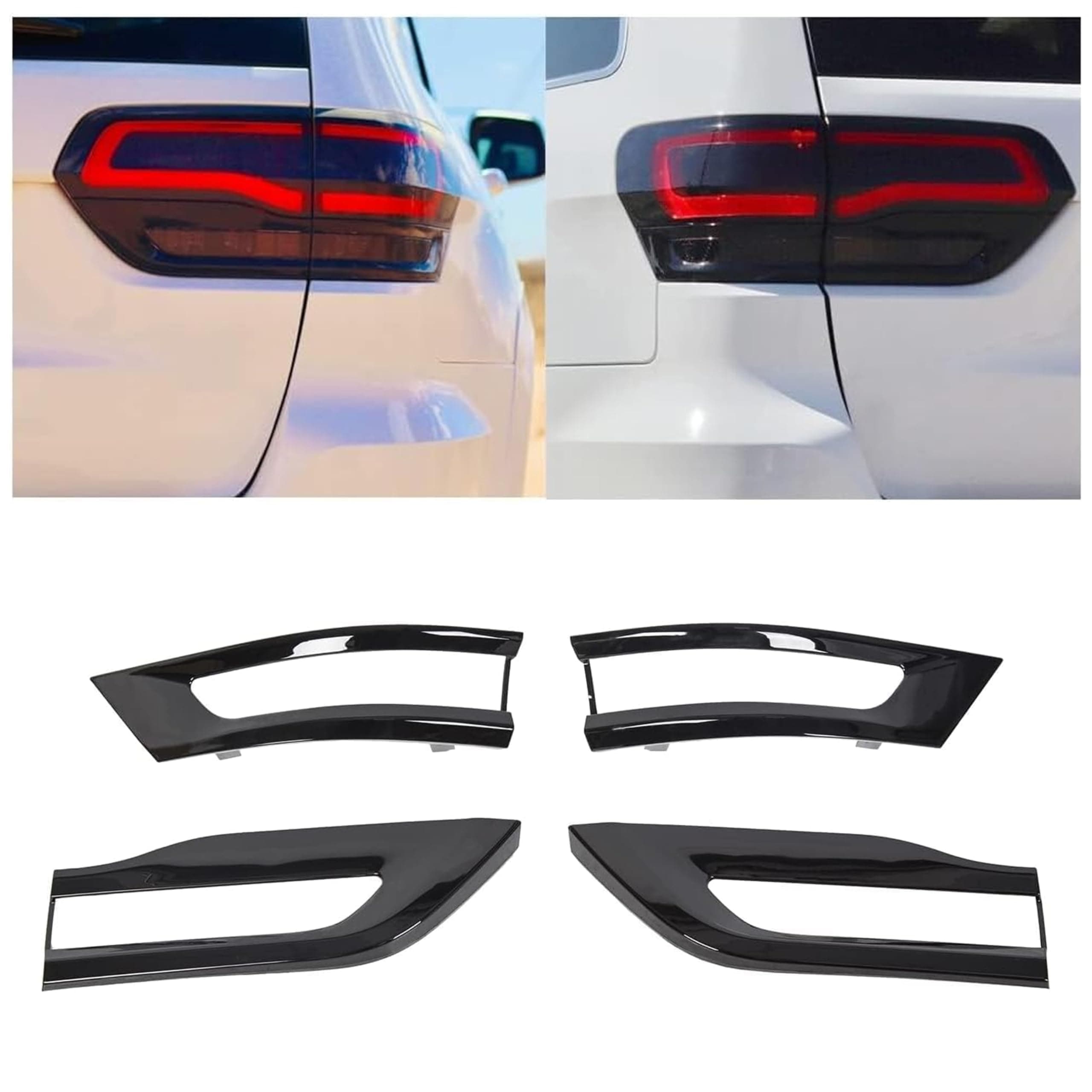 Tail Light Trim Bezel Cover Compatible with 2014-2021 Jeep Grand Cherokee Replacement for 68220970AA 68220968AA 68219812AA 68219813AA Glossy Black Tail Lamp Trim Cover