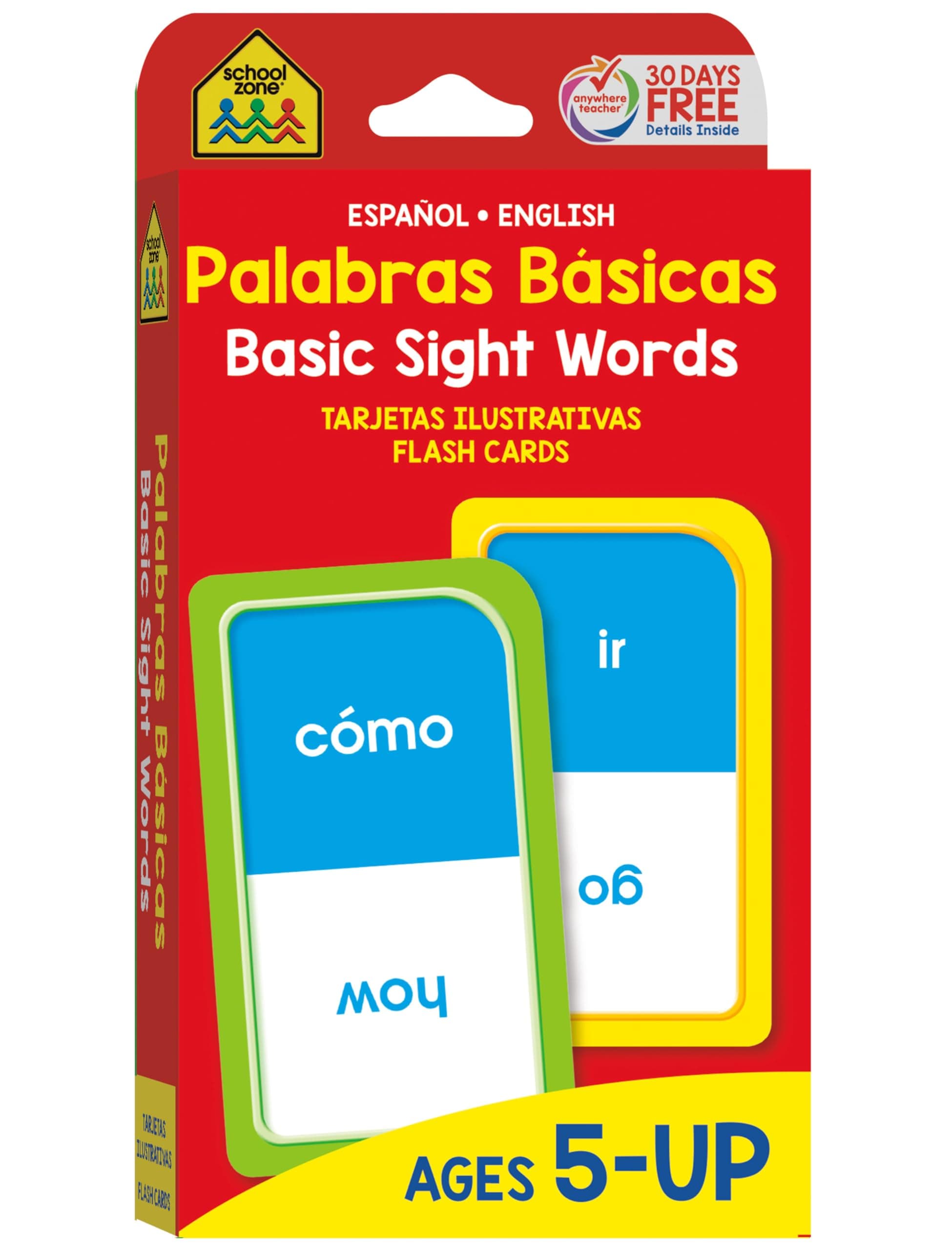 School Zone Spanish Basic Sight Words Flash Cards: 56 Cards, 108 Words, Kindergarten, 1st Grade, Palabras Basicas Tarjetas Ilustrativas, Bilingual, ESL, Language Immersion (Spanish/English Edition)