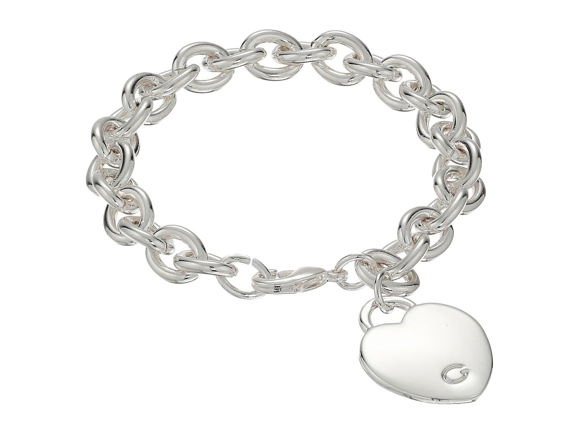 "Basic G Logo Heart Link Bracelet, One Size