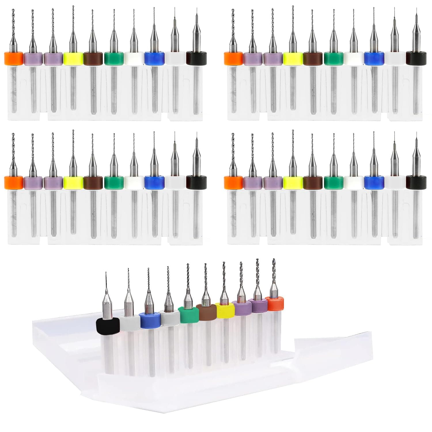 40Pcs PCB Micro Drill Bits Set, 0.1mm-1.0mm, Shank Spiral Tungsten Steel Carbide PCB Print Circuit Board Flute CNC Router Bits for Print Rough Stone Circuit Board Jewelry CNC Engraving