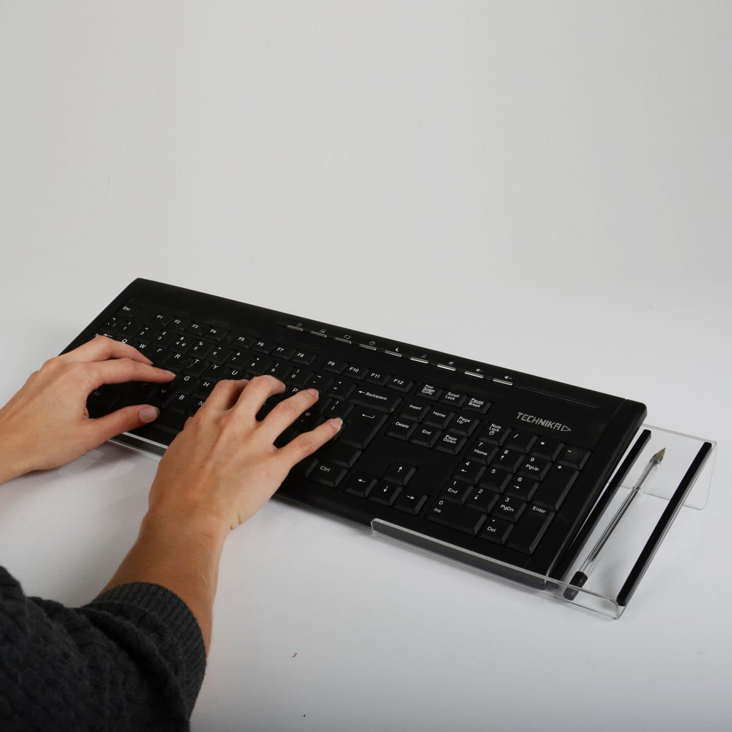Angled Ergonomic Acrylic Computer Keyboard Riser Stand/Platform - Clear