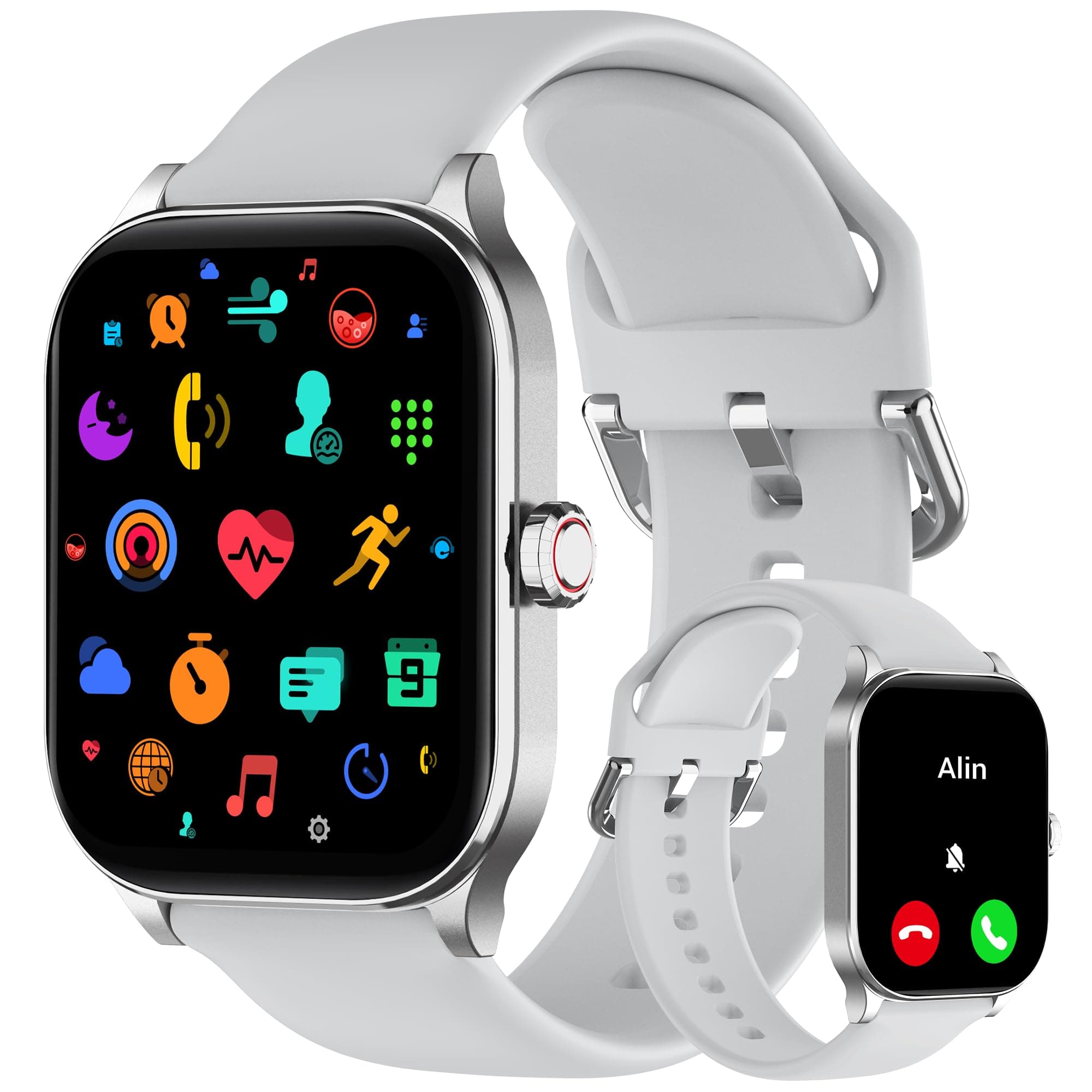 Smart Watch (Answer/Make Call), 2.01" Smartwatch for Android Phones and iPhone with Heart Rate,Sleep Monitor,Pedometer, 100+Sports Fitness Watch, IP68 Waterproof Fitness Tracker for Men Women