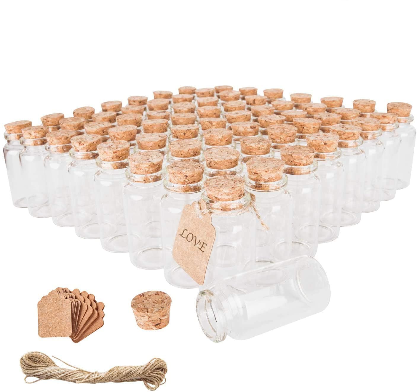Brajttt 30ml Potion Bottles,64PCS Small Glass Bottles with Cork, DIY Decoration Tiny bottles with Cork, Spell Jars, Storage Container for Art Crafts for Wedding Party Supplies
