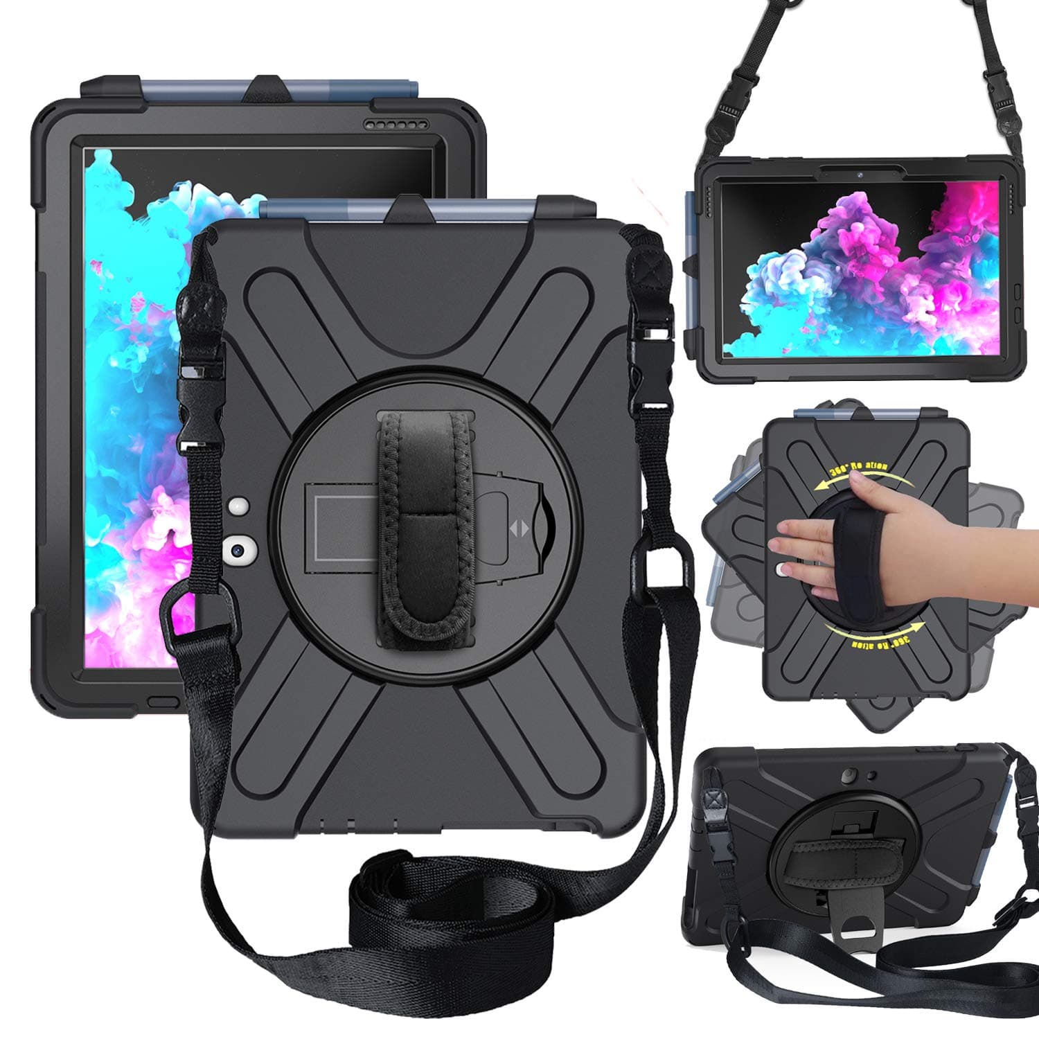 CWNOTBHY Case for Microsoft Surface Go 3 / Surface Go 2 10.5 Inch/Surface Go 10 Inch, Heavy Duty Protective Case, Not Compatible with Type Cover Keyboard, Black