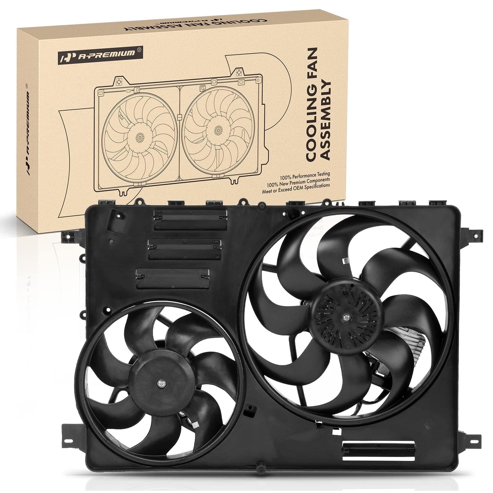 A-Premium Engine Radiator Cooling Fan Assembly with Controller Compatible with Volvo Models - XC60 2010-2016, S60 2011-2016, XC70 2008-2015, S80 2008-2015, V60 2015-2016, V70 2008-2010