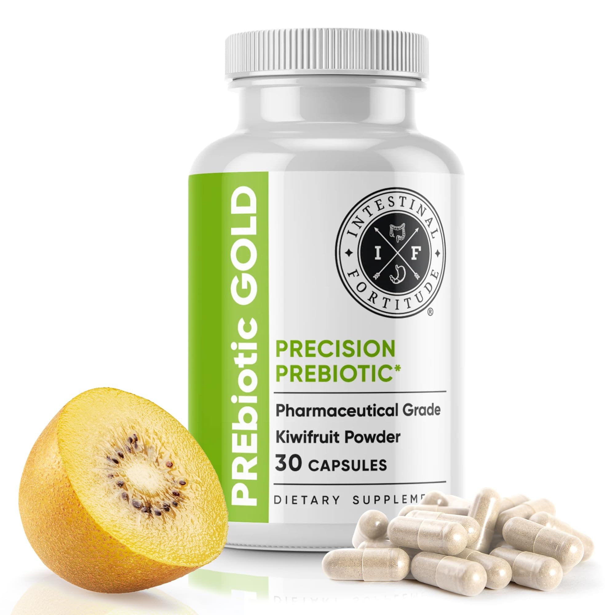 Intestinal Fortitude PREbiotic Gold: Kiwifruit Fiber, Butyrate & Prebiotic Restore Supplement to Support the Gut, Immune & Digestive Support, Anti-Bloating & Leaky Gut Repair, Dairy-Free Capsules