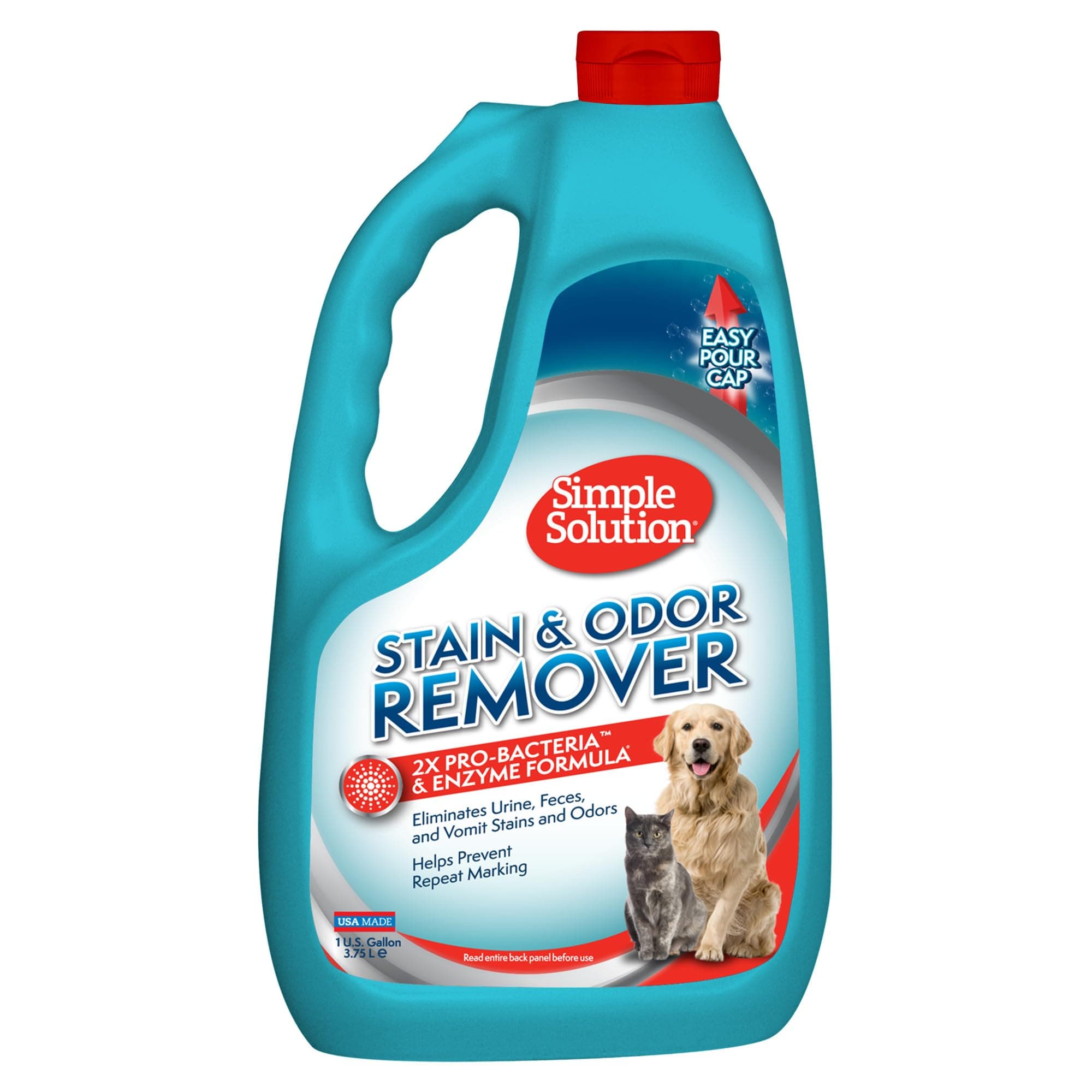 Simple Solution Stain & Odor Eliminator for Pets, Carpet Deodorizer, Enzyme Pet Odor Eliminator for Home, Stain Remover for Cat & Dog Pee, Urine Destroyer, Carpet Cleaner Spray, Gallon
