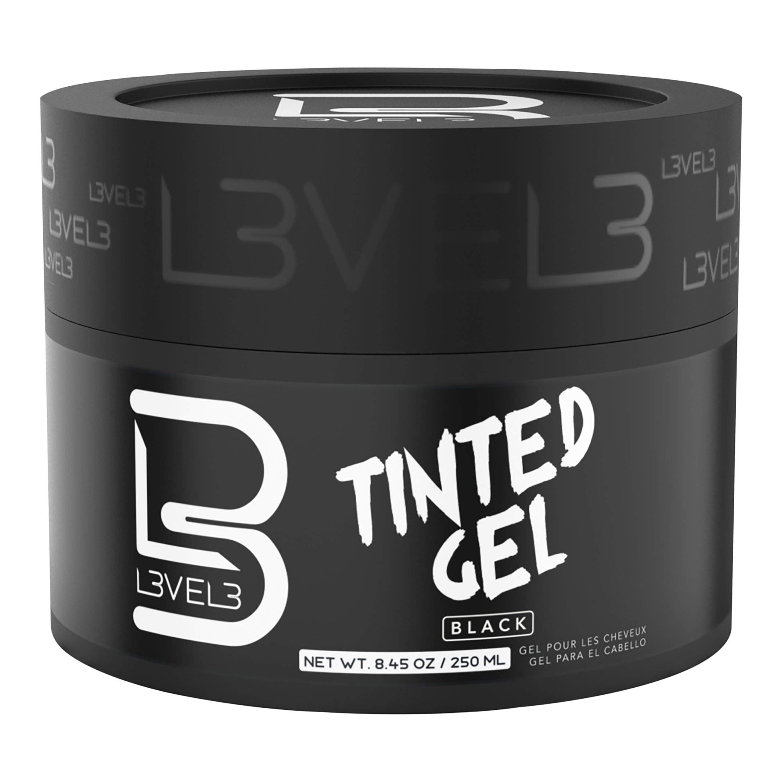L3 Level 3 Black Tinted Hair Gel – Cover Grays Instantly & Style with Strong Hold | Adds Volume, Texture & Shine | Semi-Permanent, Flake-Free Formula