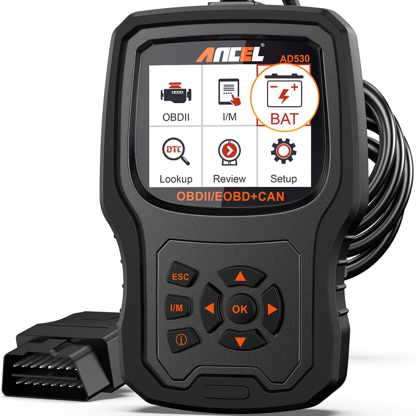 ANCEL AD530 OBD2 Scanner Diagnostic Tool, Universal Check Engine Code Reader with Live Data, Car Diagnostic Tool with Upgraded Battery Tester & All OBD2 Functions for 1996+ Cars, Upgraded AD310