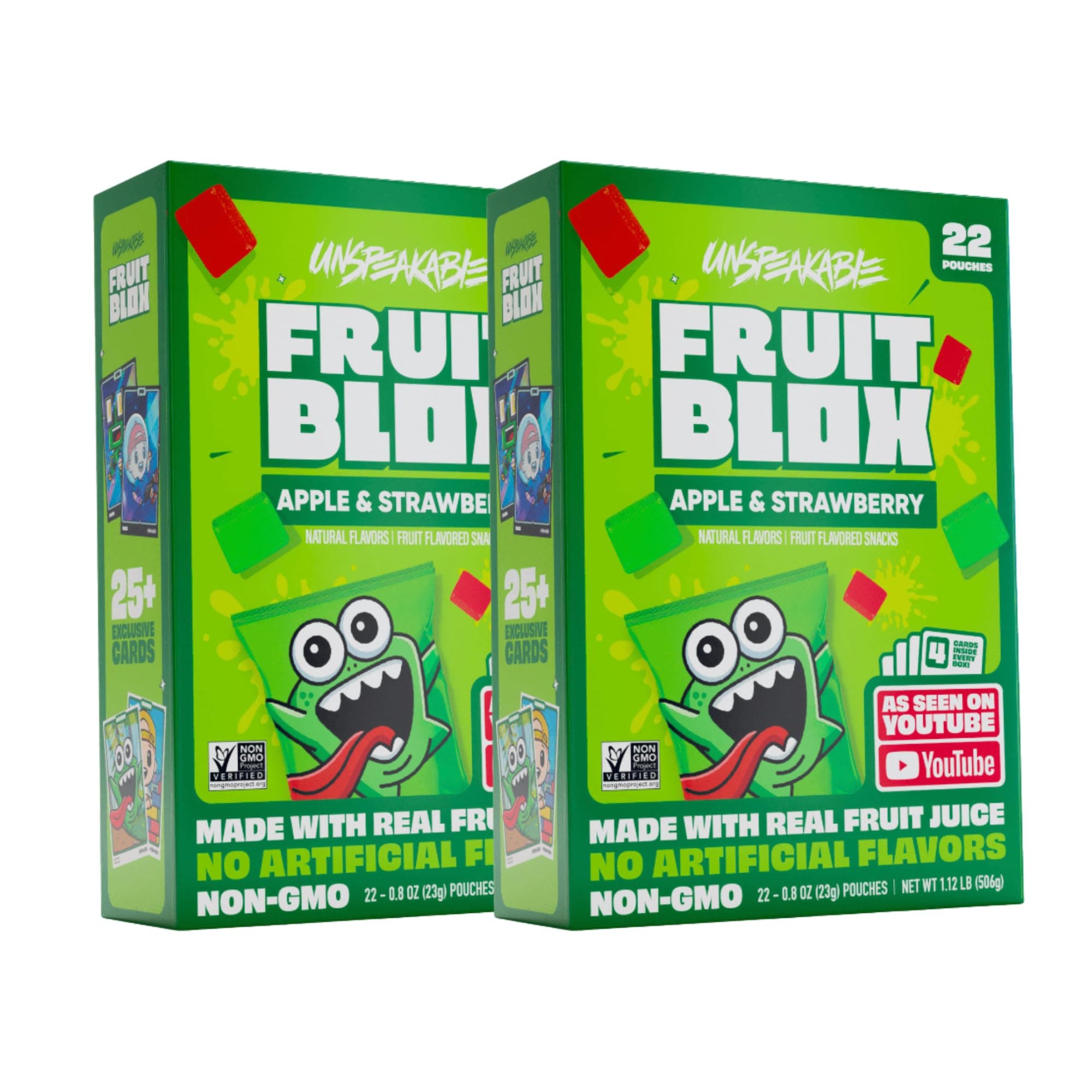 Generic Fruits Blox Mixed Fruit Snacks, 2 Boxes, 22 Count Each Box | Aphmauu | Ninja Kidx | Unspeakable (Unspeakable Apple Strawberry)