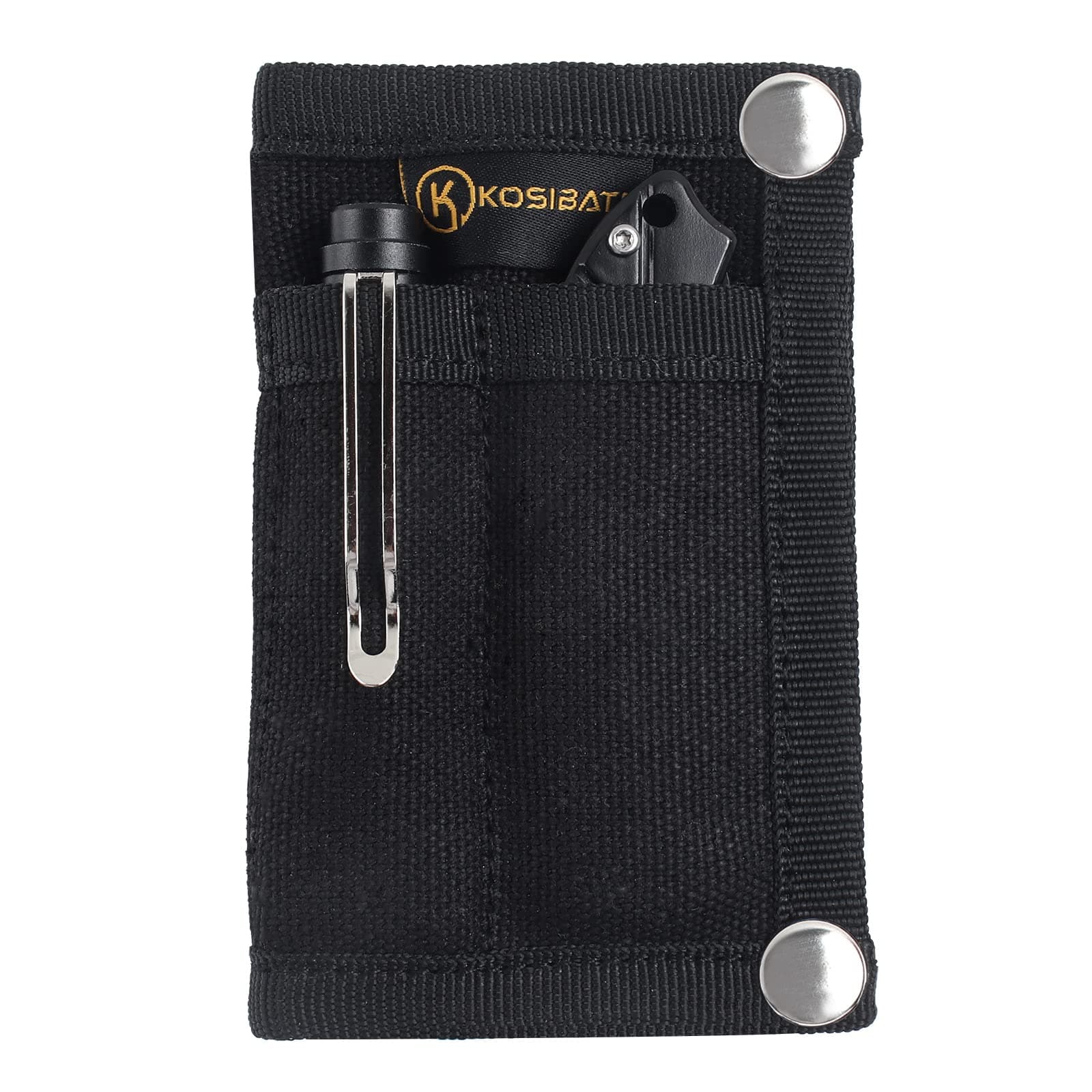 Kosibate EDC Pouch, EDC Organizer, Mini Tool Pouch for Knife/Flashlight/Tactical Pen/Card-Men's Slim Pocket Organizer for Daily Carry (Black)