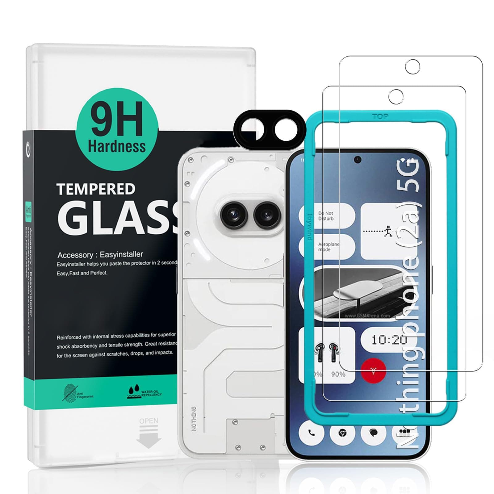 - 2 Pack Screen Protector For Nothing Phone (2a) 5G/Phone (2a) Plus 5G 6.7",9H Hardness Tempered Glass,With 1Pc Camera Lens Protector,Easy to Install