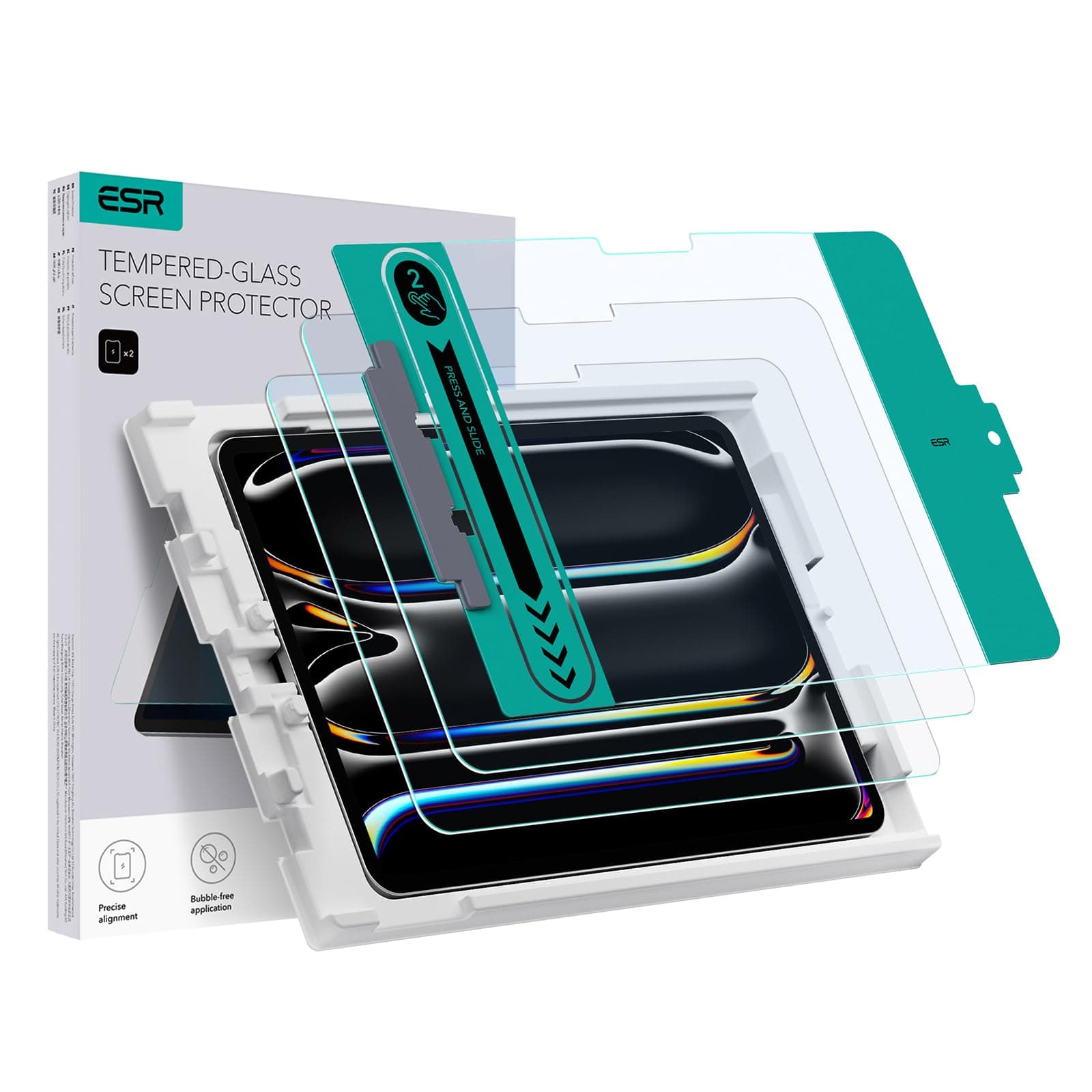 ESR 2 Pack Screen Protector Guard for iPad Pro 13 Inch Screen Protector M5/M4 (2025/2024), 9H Tempered Glass Film with Easy Application Tray, Scratch Resistant, HD Clarity