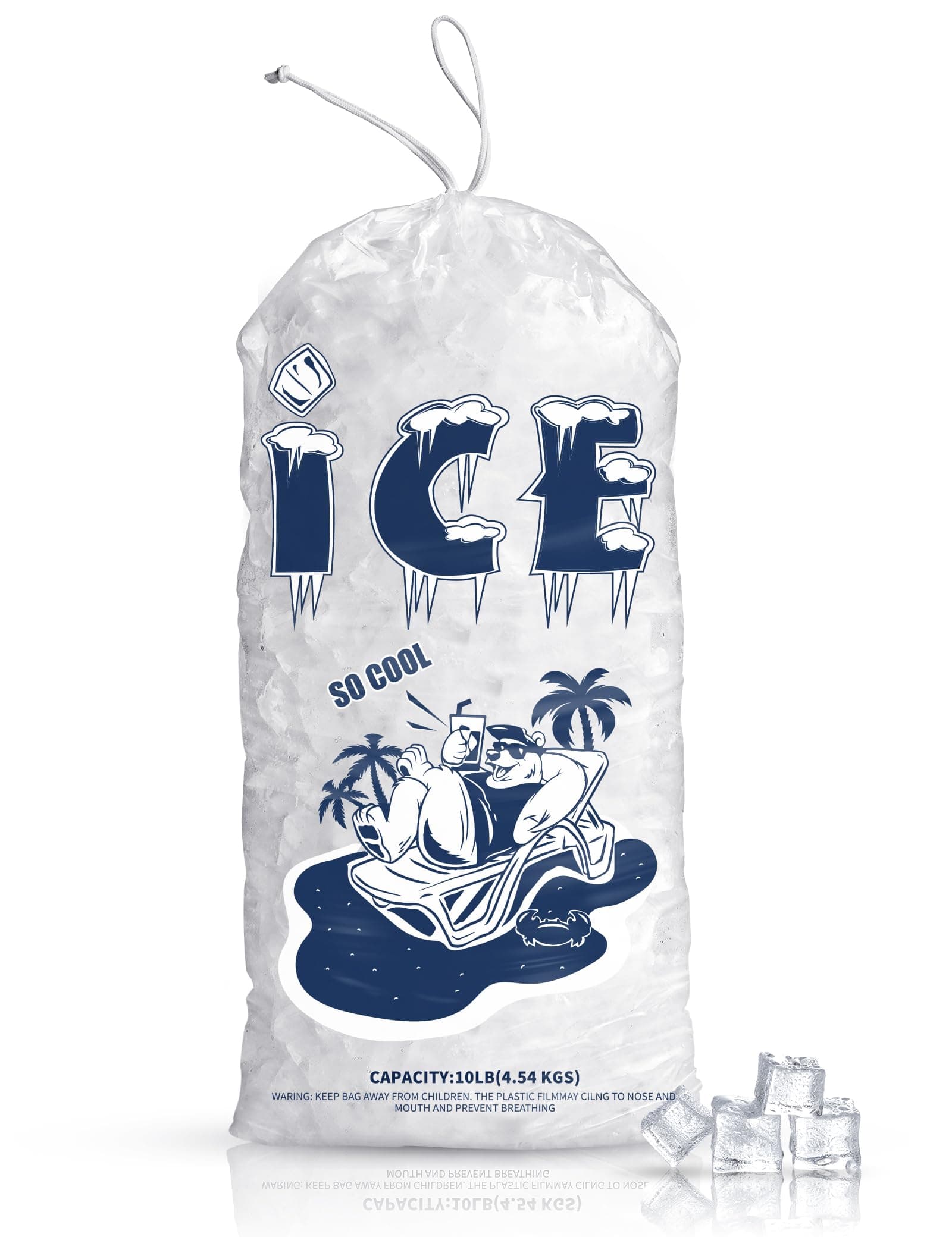 FireKylin Ice Bags with Draw String for Ice (50 PACK, 10LB)