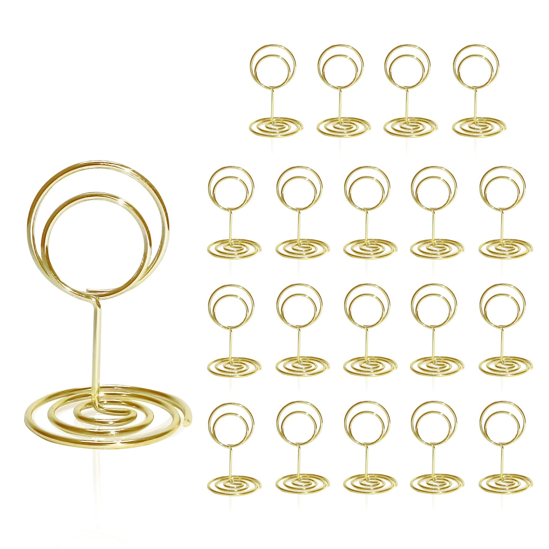 Table Number Holders 20Pcs - 2 Inch Mini Place Card Holder Short Table Number Stands for Wedding Party Graduation Reception Restaurant Home Centerpiece Decorations Office Memo (Gold)