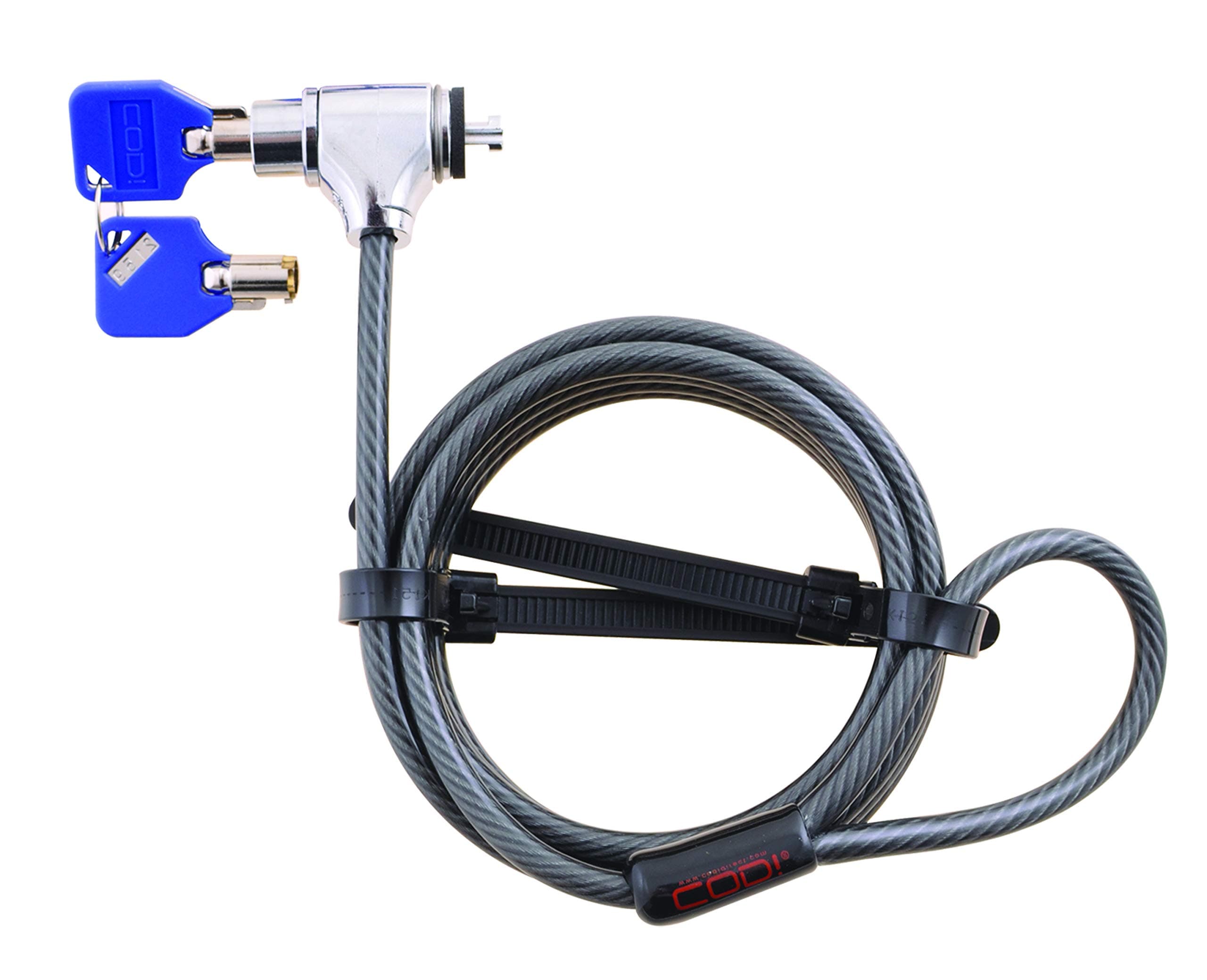 Key Cable Lock, Black (A02001) - Integrated Security Solution for Laptops, Desktops and Monitors