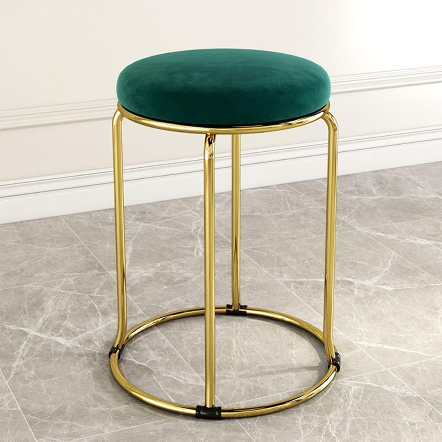 Elegant Vanity Stools - Transform Your Space with Stylish Coffee/Tea/Milk Shop Bar Stools, Bedroom Velvet Seating, and More (Golden Legs, Green)