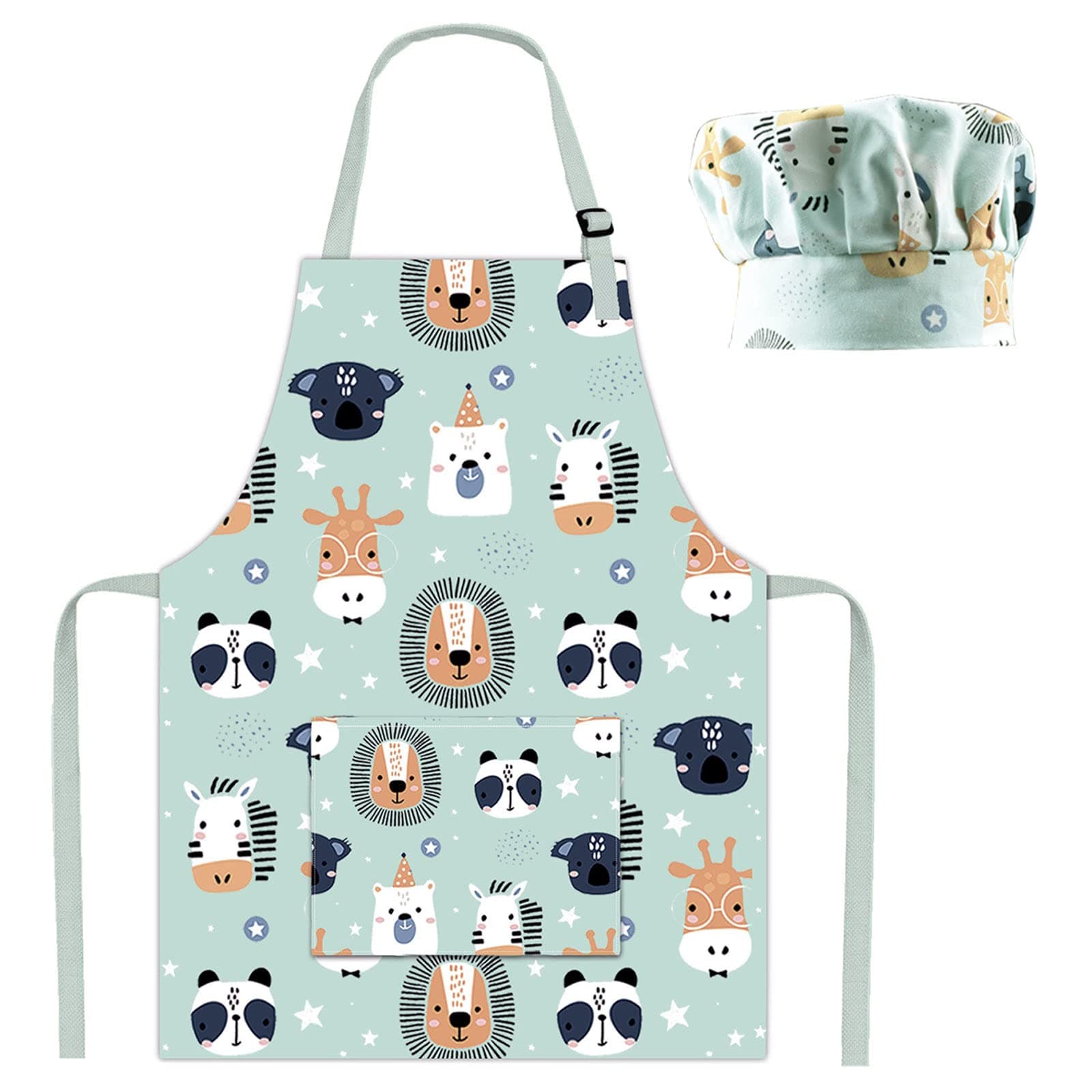 Kids Apron Adjustable Strap for Boys and Girls 100% Cotton, Toddler Chef Apron with Pocket for Kitchen Cooking