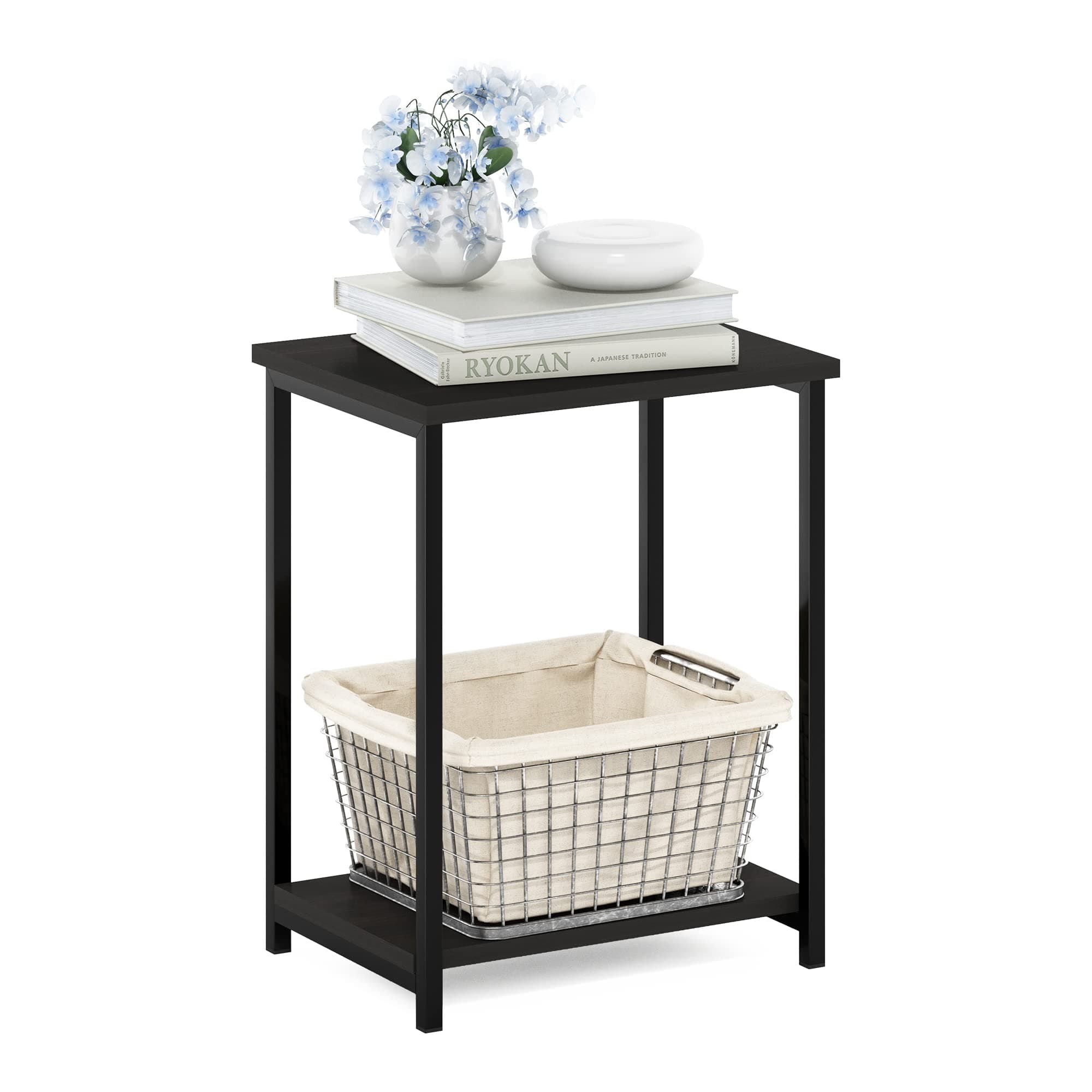 Furinno Simplistic Metal Frame End Table, 1-Pack, Espresso