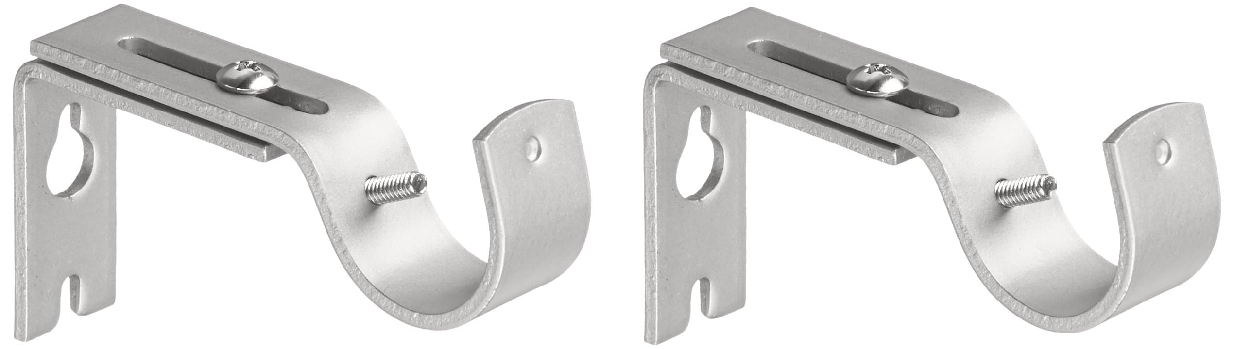 Amazon Basics Adjustable Curtain Rod Wall Bracket Hooks, Set of 2, Silver Nickel