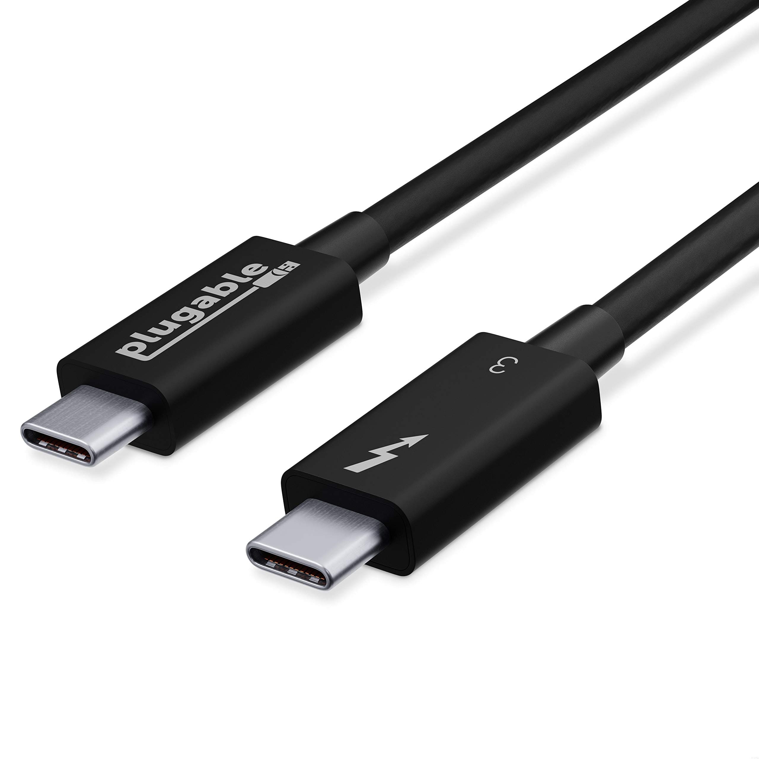 Plugable Thunderbolt 3 Cable 40Gbps Supports 100W Charging, 2.6 feet (0.8 Meters), 5A, USB C Compatible (Thunderbolt 3 Certified)