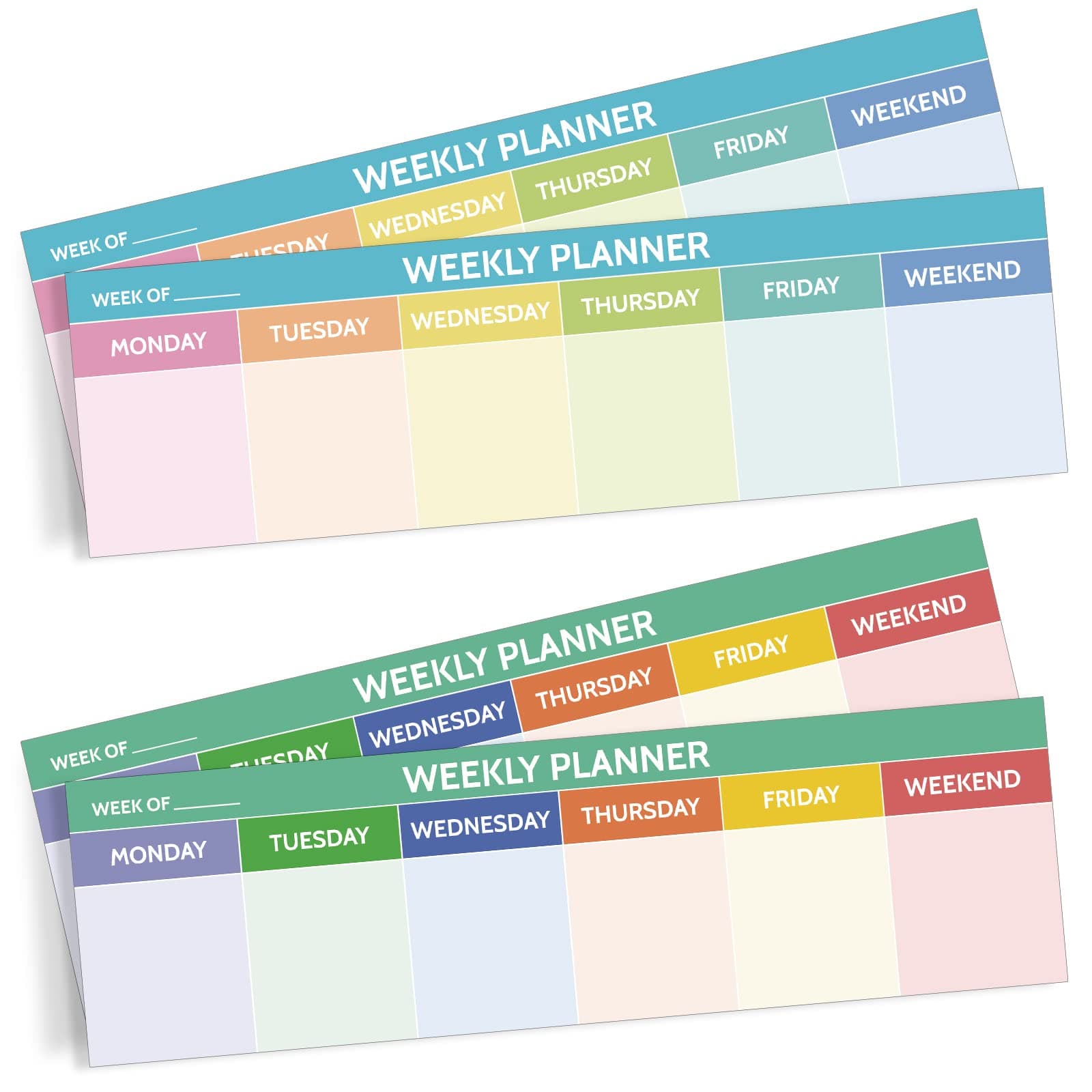 200 Sheets Horizontal Weekly Planner Sticky Notepad 2.8 x 9.5 Inch Sticky Weekly Schedule Book To Do List Notepad Weekly Calendar Book Planner Reminder Study Office School Supplies (Colorful)