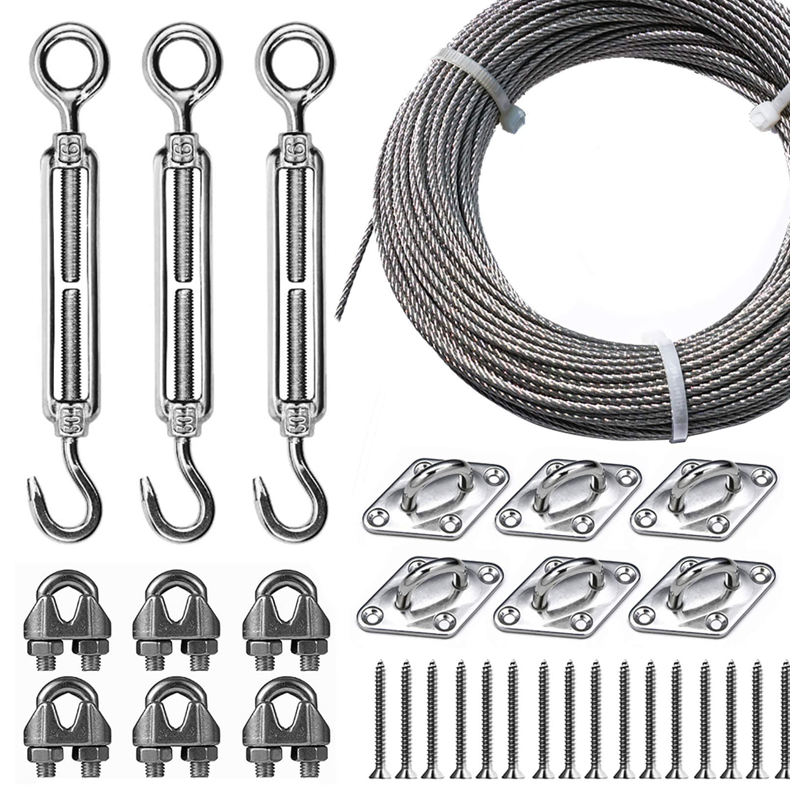 NewpowString Light Hanging Kit, Guide Wire for Outdoor String Lights, Well-Made 304 Stainless Steel Heavy-Duty Kit with Great Durability and Rust Resistance - Easy to Install