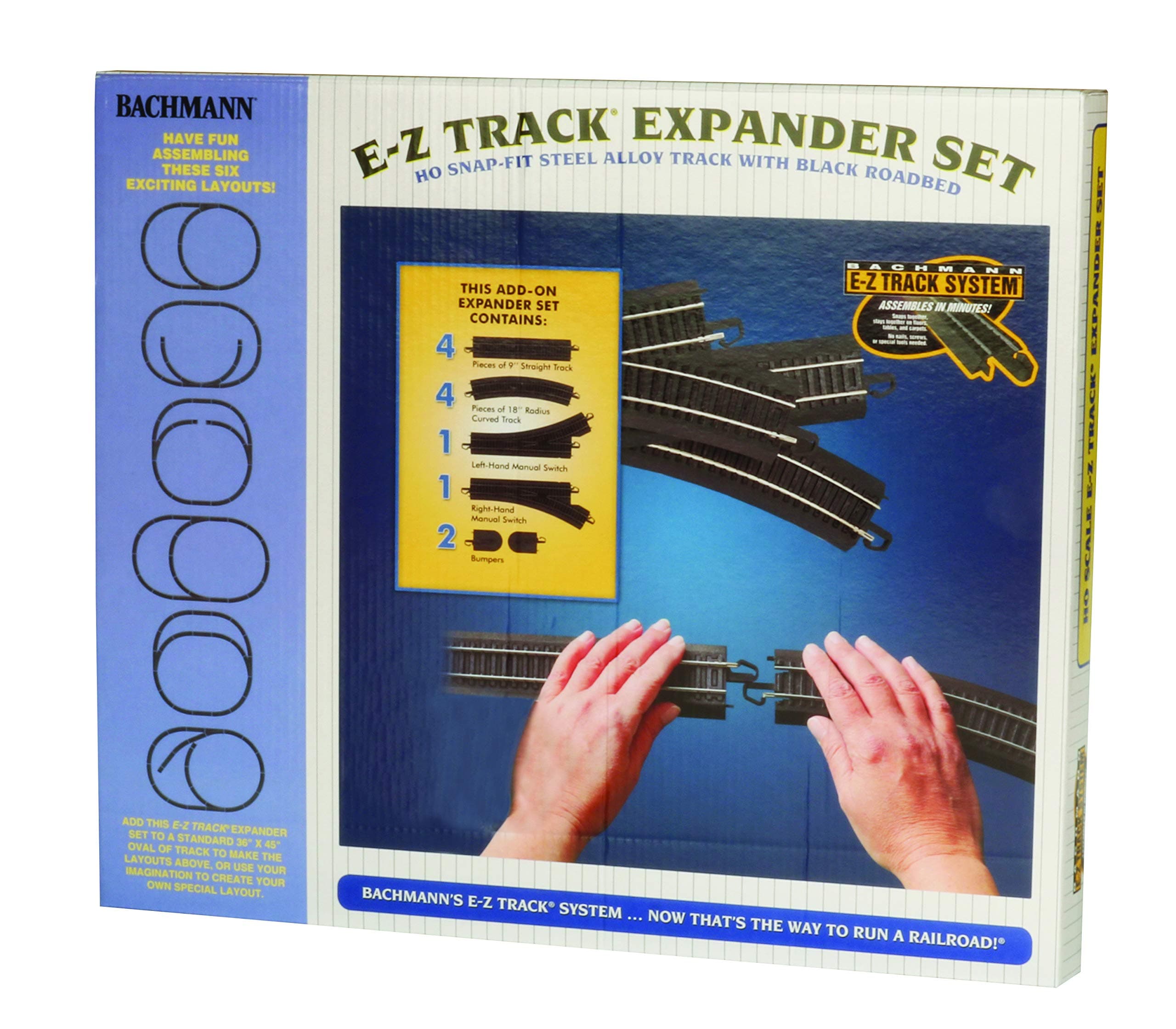 Trains - Snap-Fit E-Z TRACK LAYOUT EXPANDER SET - STEEL ALLOY Rail With Black Roadbed - HO Scale