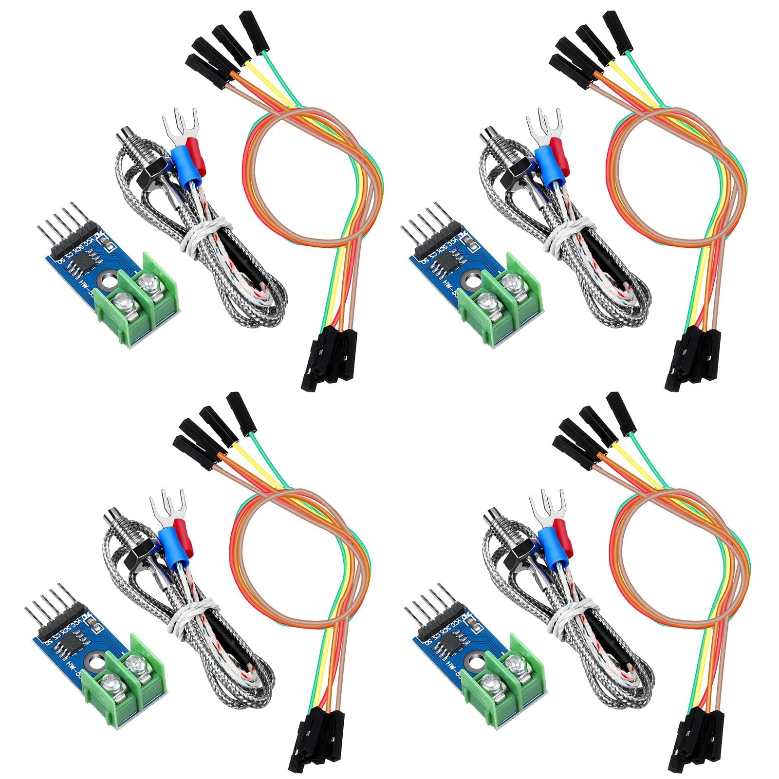 4 Sets DC 3-5V MAX6675 Themocouple Module and K Type Thermocouple Temperature Sensor Thermocouple Sensor Set M6 Screw with Cable Cord Compatible with Arduino Raspberry Pi