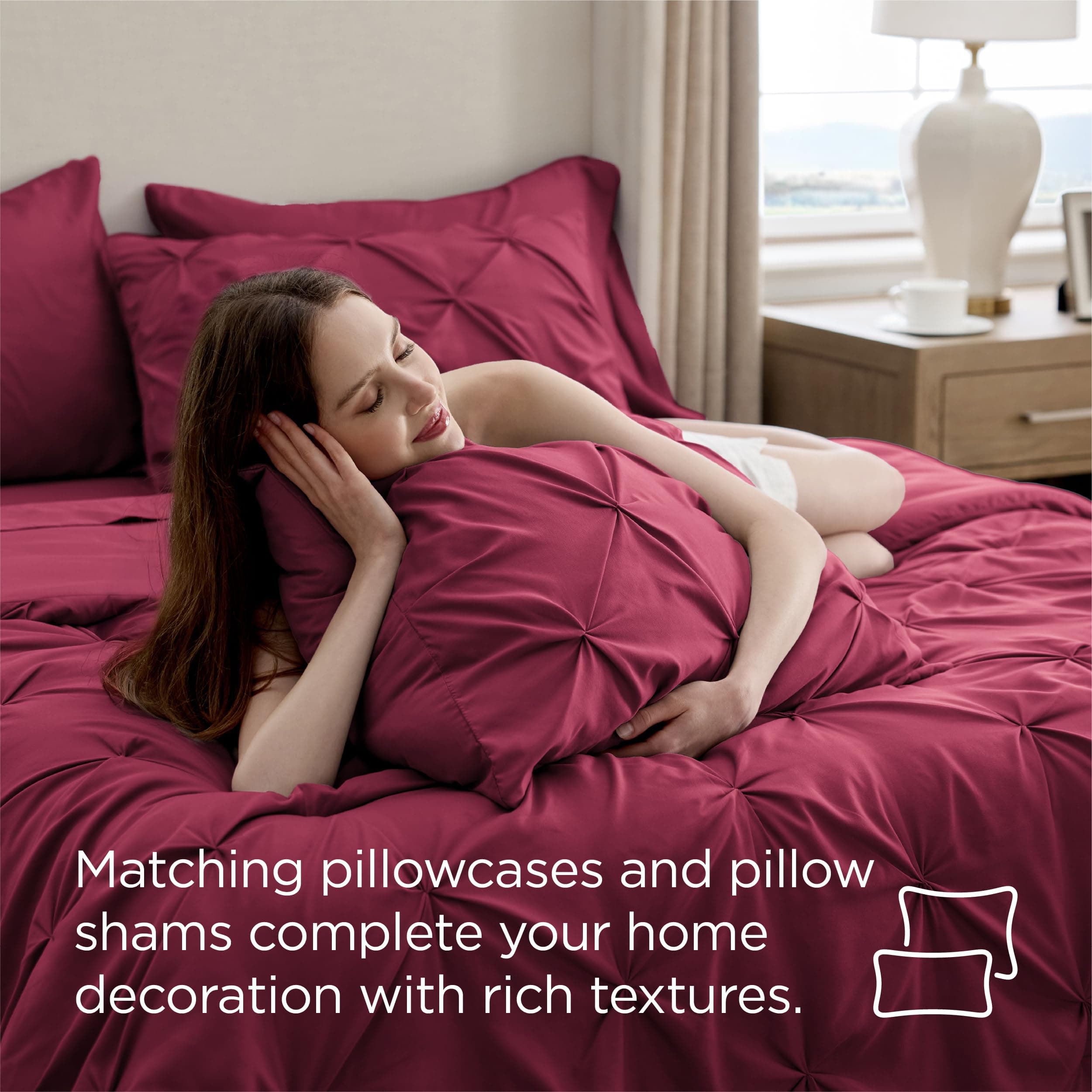 Bedsure Full Size Comforter Sets - Bedding Sets Full 7 Pieces, Bed in a Bag Burgundy Bed Sets with Comforters, Sheets, Pillowcases & Shams,Adult & Kids Bedding