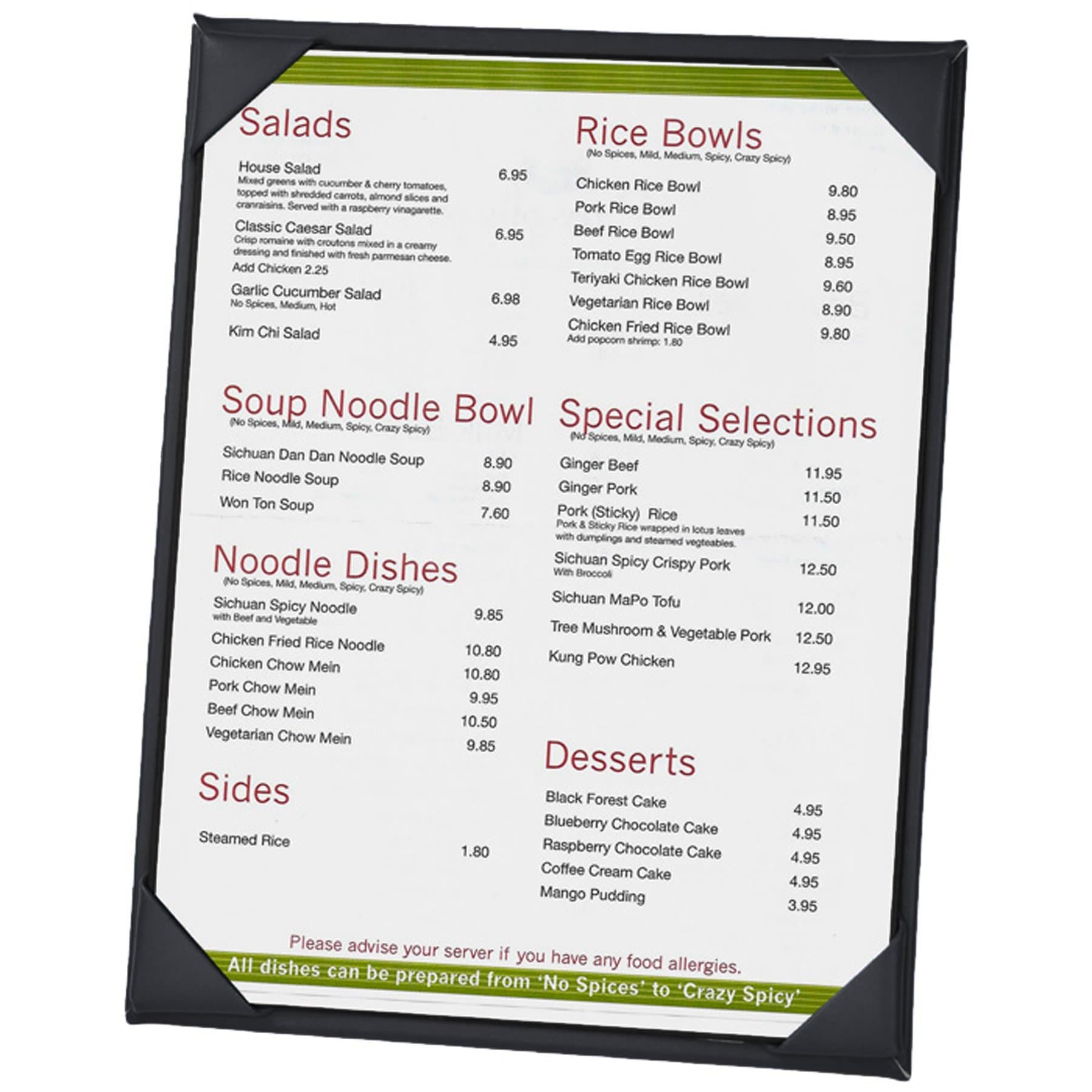 10-Pack 8-1/2" x 11""Classy" Single Panel Pocket Menu Cover Leatherette