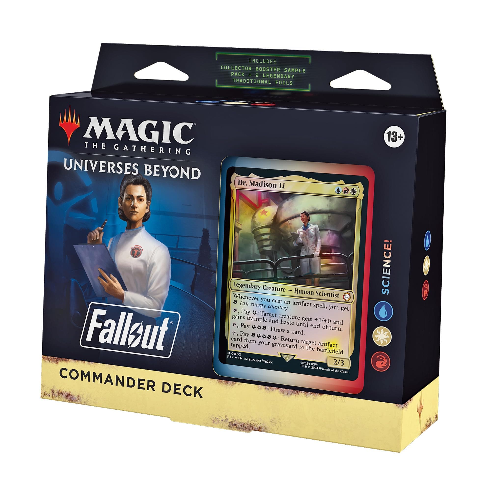 Magic The Gathering Fallout Commander Deck - Science! (100-Card Deck, 2-Card Collector Booster Sample Pack + Accessories)