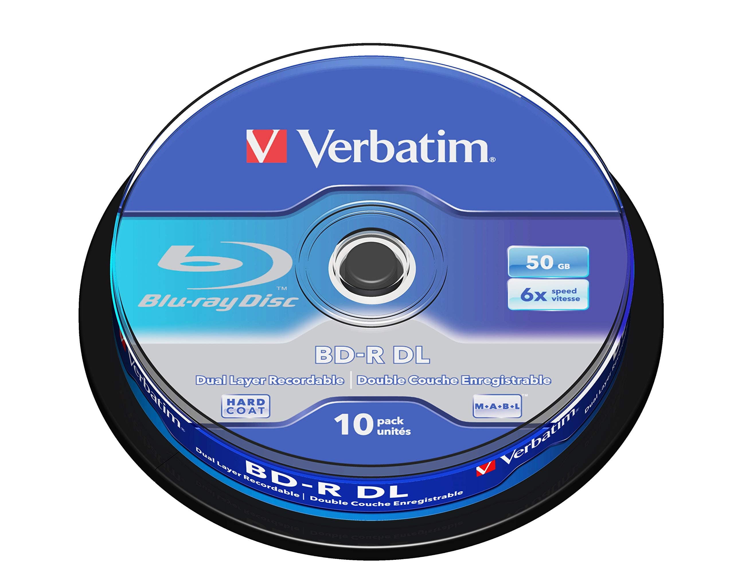 Verbatim BD-R Single Layer - 6x Burning Speed, Printable Surface Scratch Guard Plus, 10-Pack Spindle