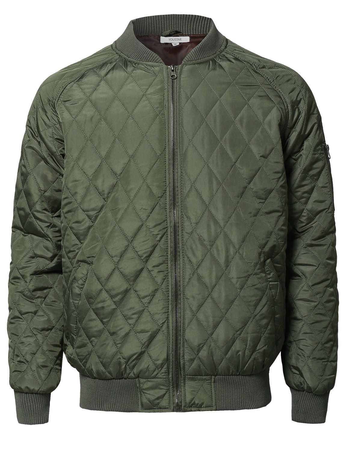 Youstar Men's Casual Basic Quilted Bomber Jacket