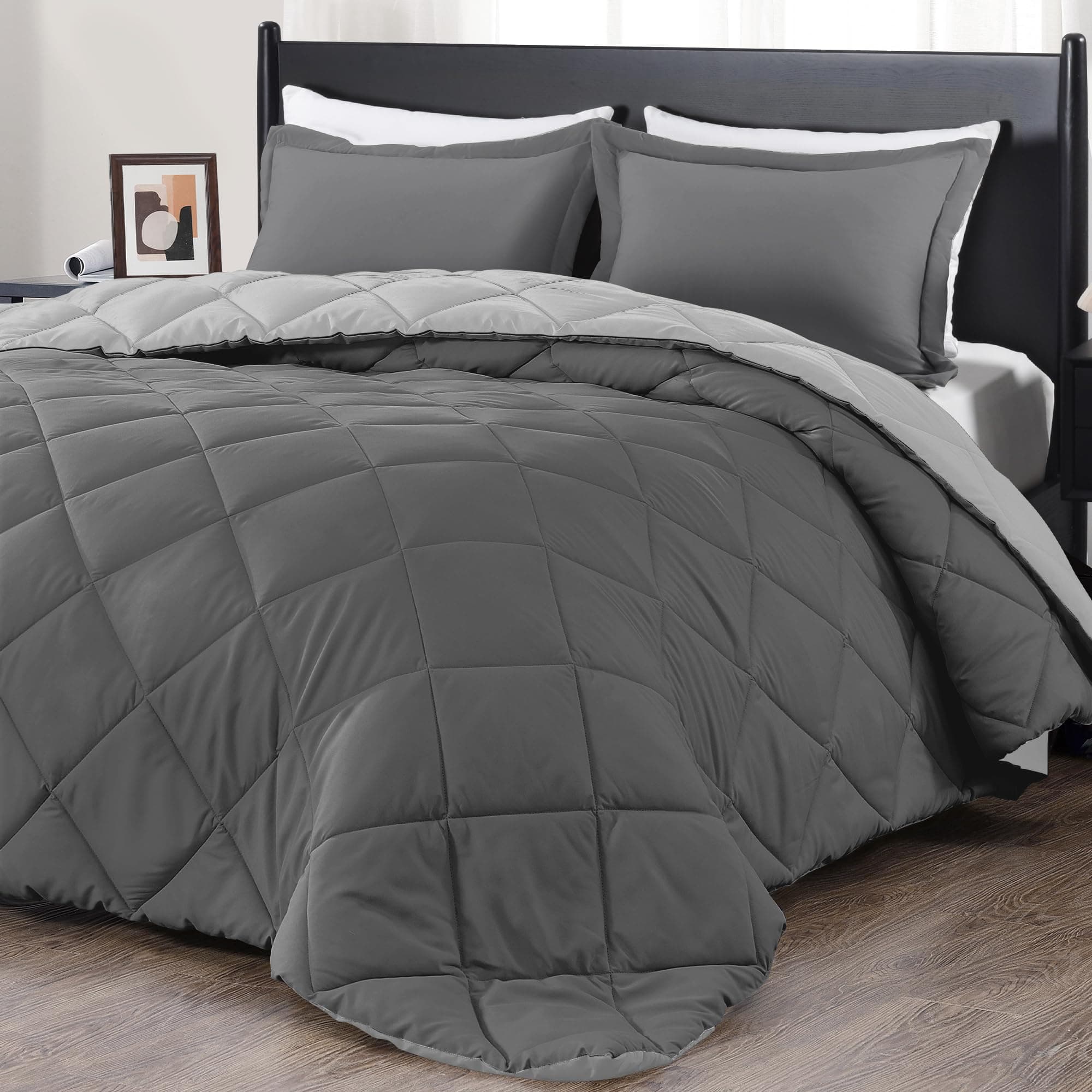 downluxe Queen Comforter Set - Charcoal